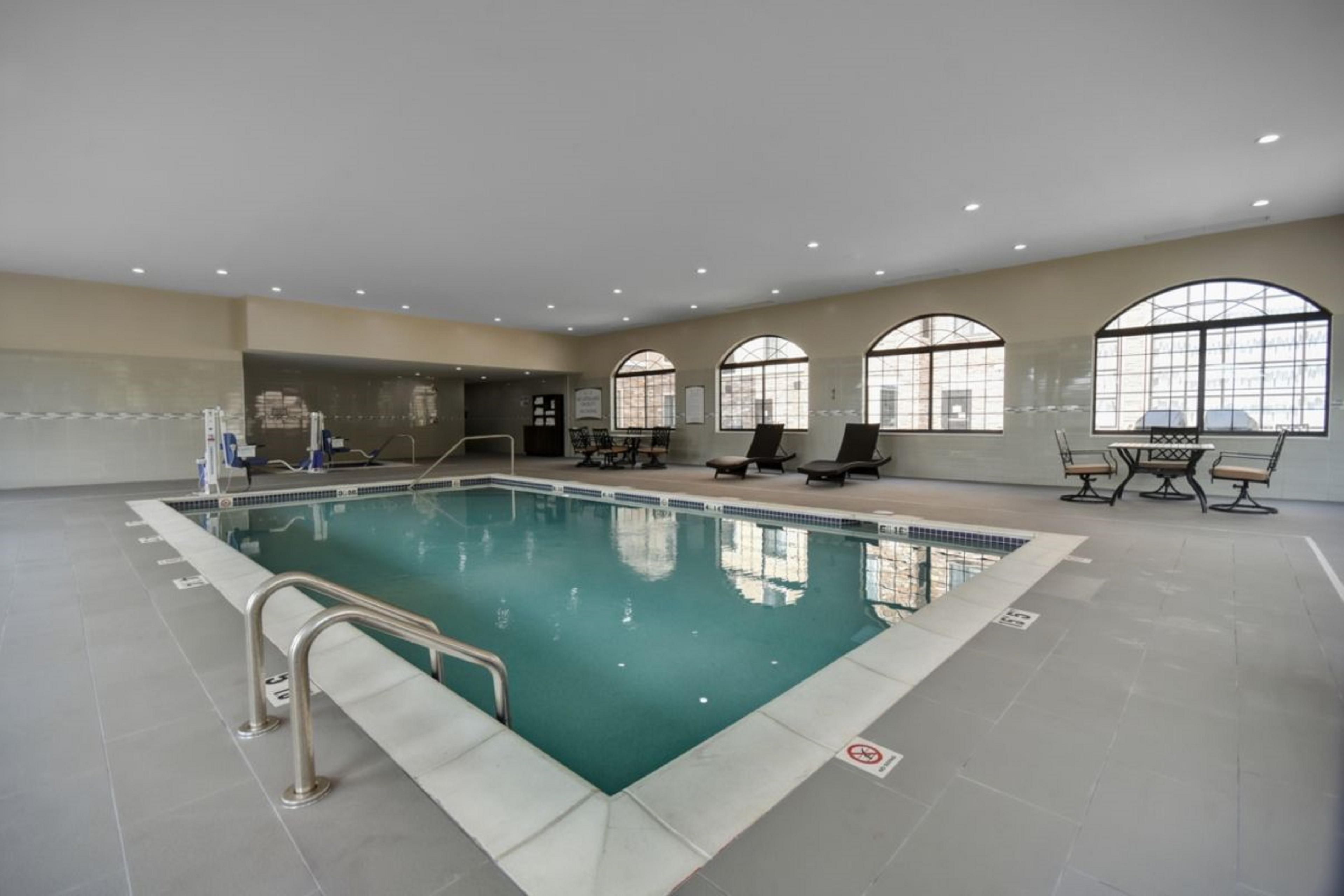 Enjoy our indoor heated pool all year.