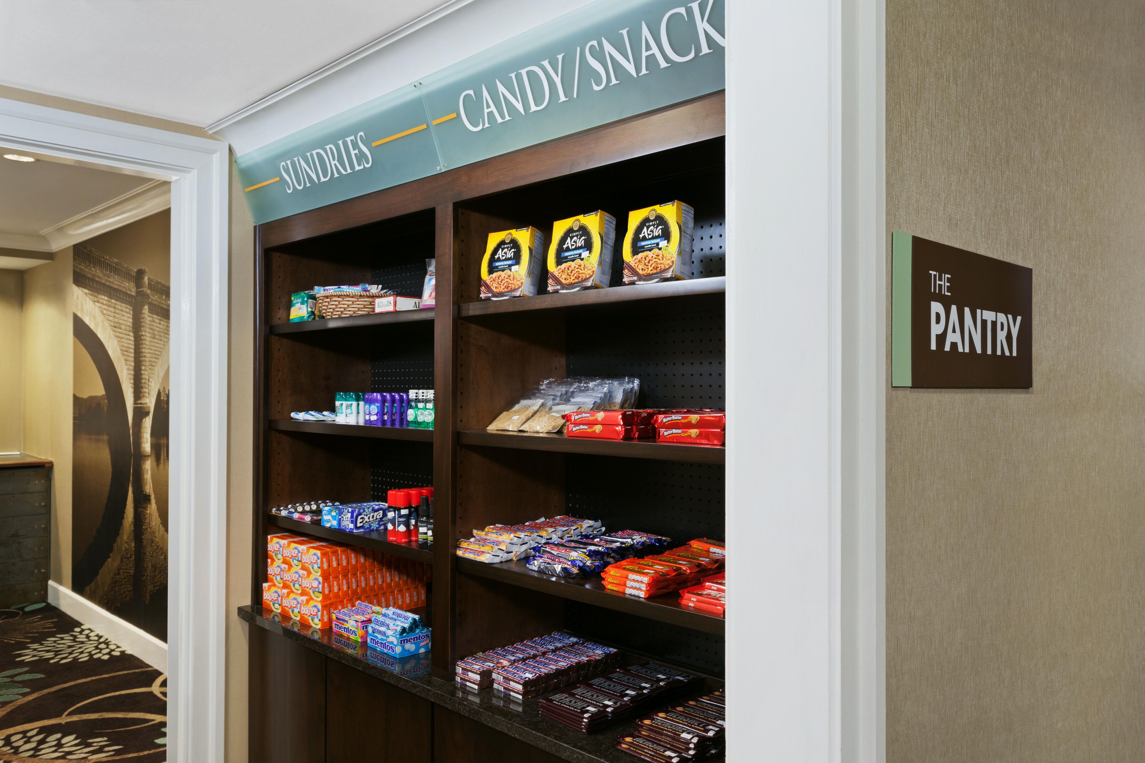 Needing a mid-afternoon or late night snack? Our Pantry is totally stocked with snacks, microwave meals, soda, and juice.