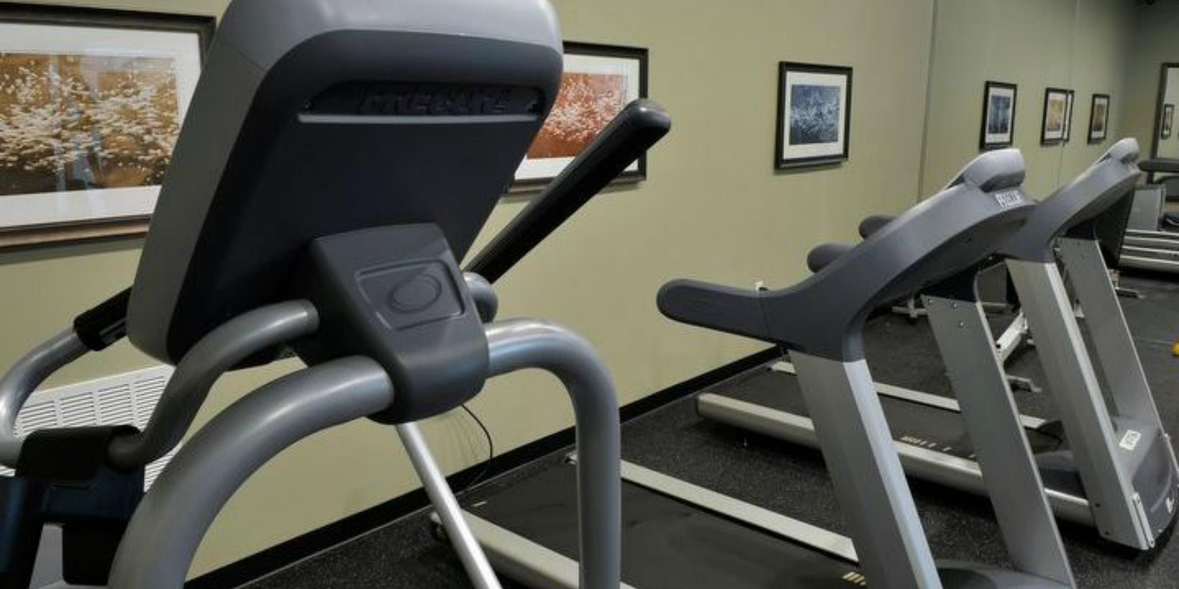 Our fitness center has treadmills, other machines, & free weights.