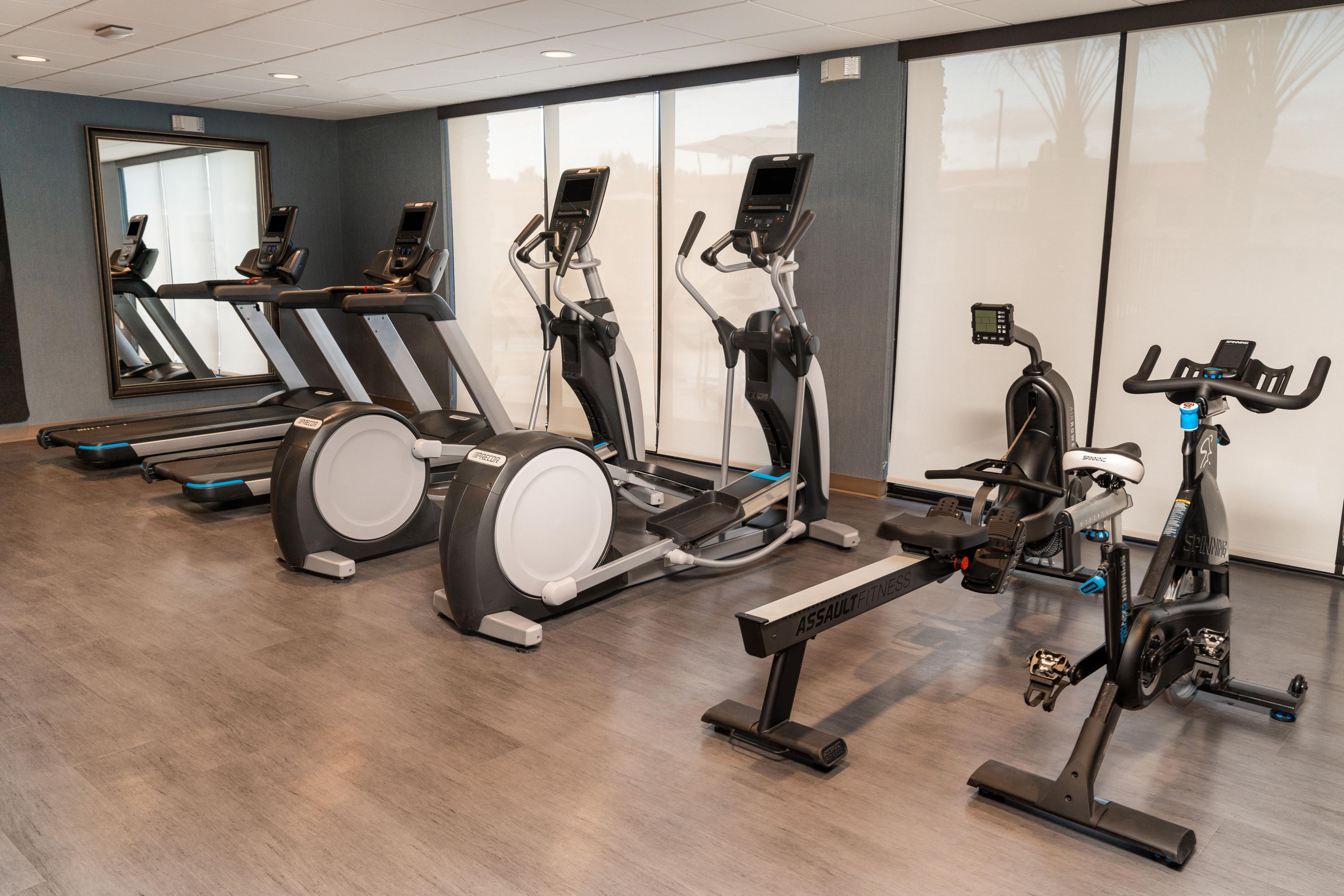 Break a sweat and turbocharge in our upscale modern fitness center with state-of-the-art strength training equipment, cardio machines and free weights.