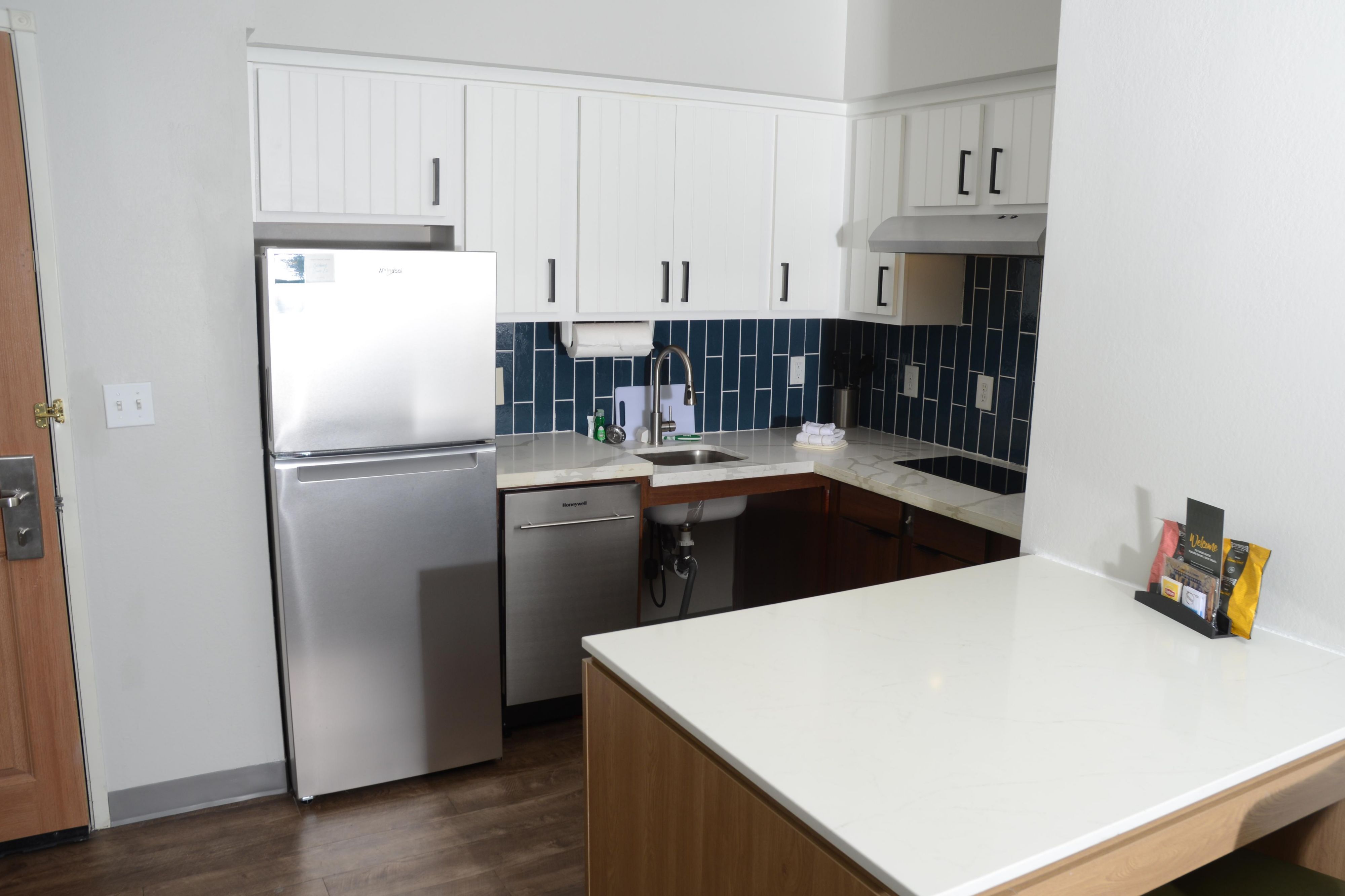 Our all suite property features full kitchens that are equipped with everything you need during an extended stay away from home.  