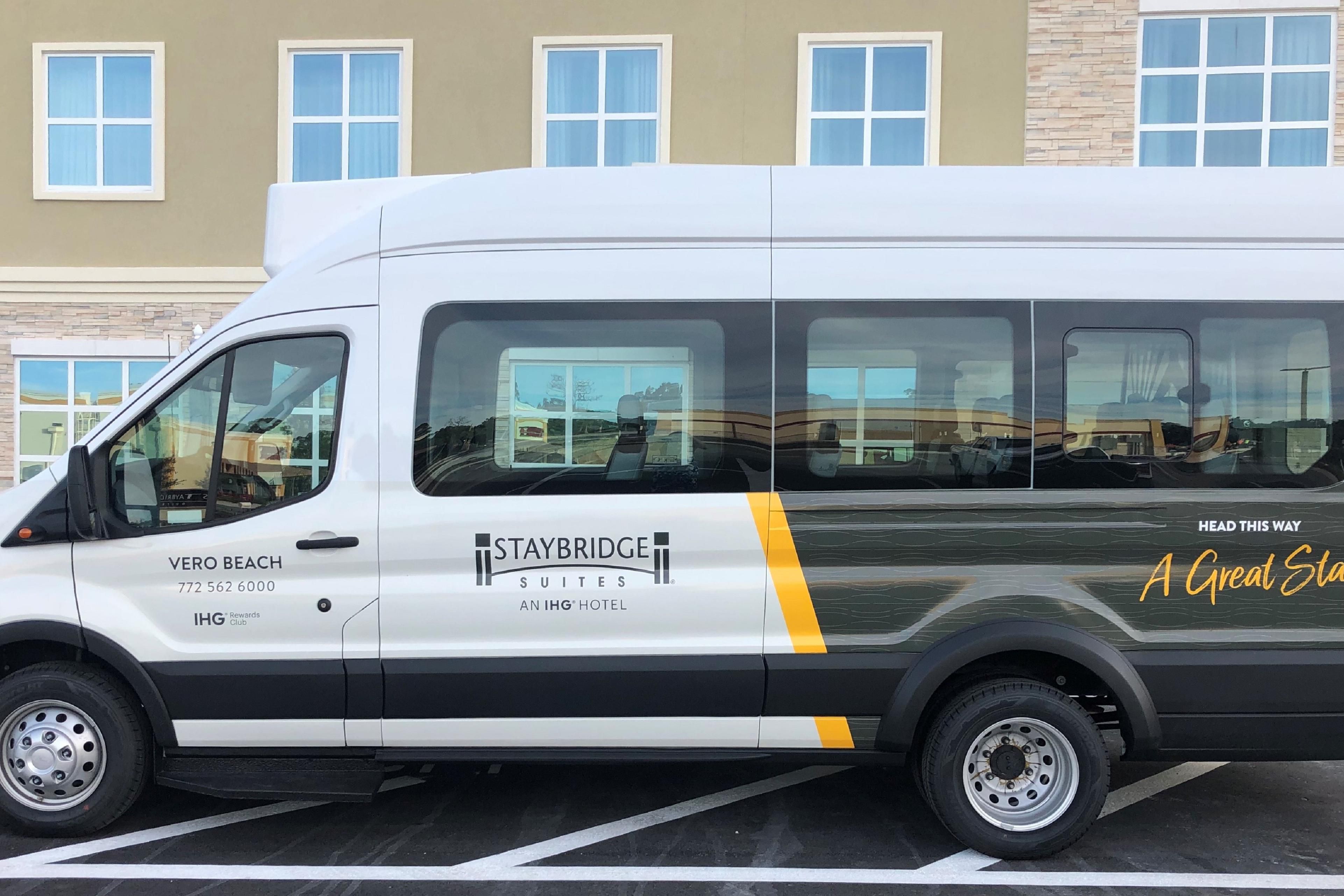 Need a lift? Take a ride on our complimentary hotel shuttle, available 7 days a week. The shuttle operates within a 6 mile radius of the hotel and includes the beach, local breweries, the Vero Beach airport, and the Vero Beach Outlet Mall.  