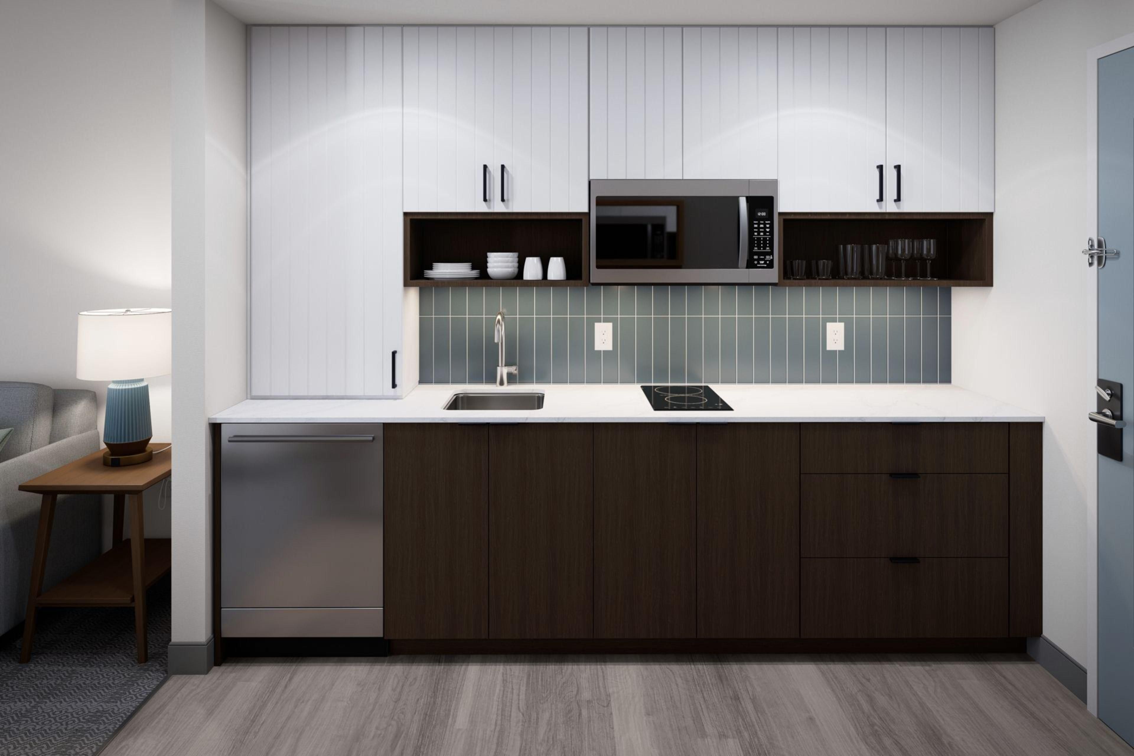 For your convenience we include fully equipped kitchens in all of our rooms!  We include pots, pans, silverware, chinaware, dishwashers and much more!