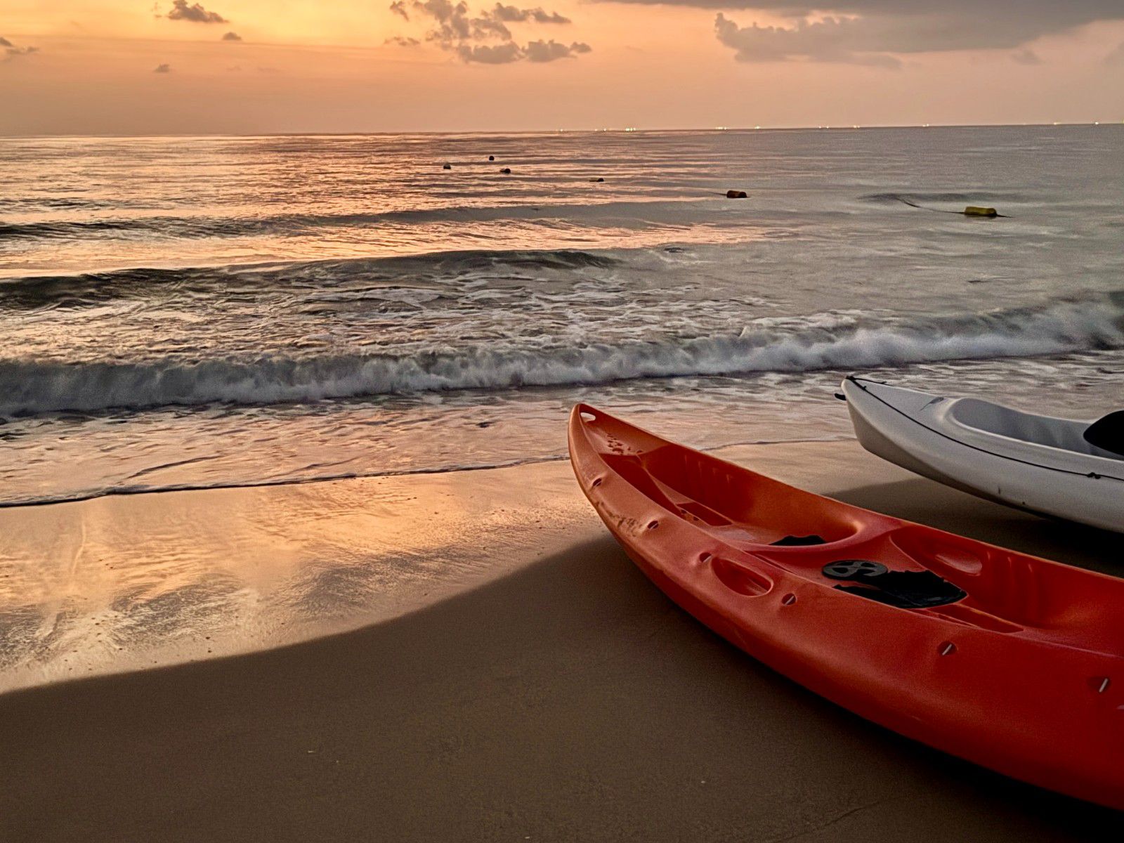 Sunrise kayaking on calm ocean waters