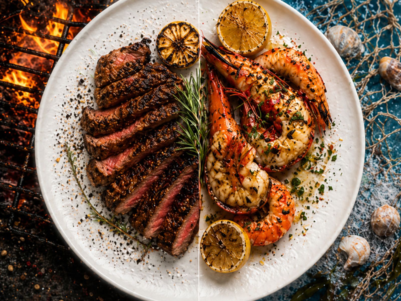 Surf & Turf evenings with live stations & sea views