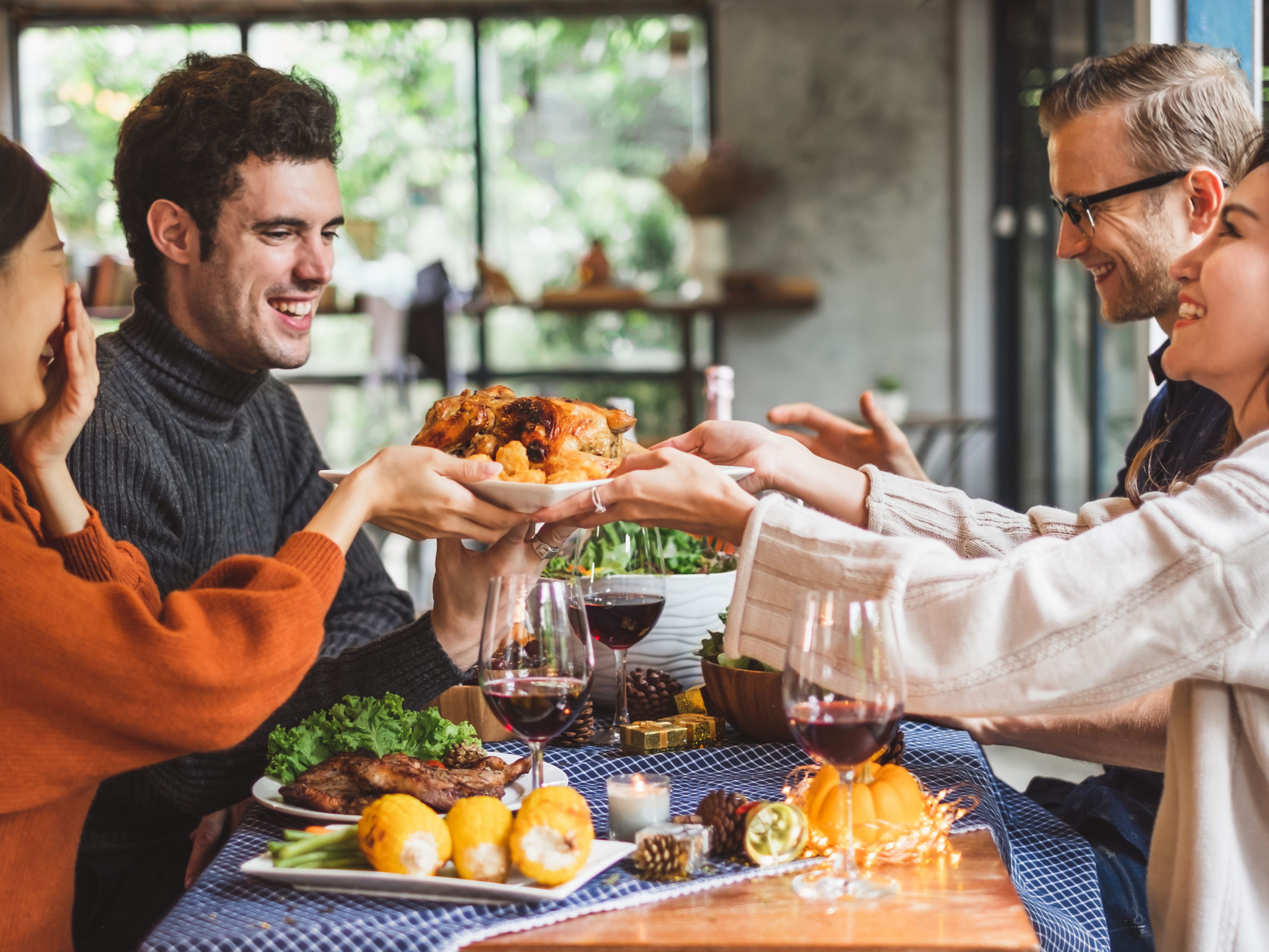 family eating thanksgiving dinner