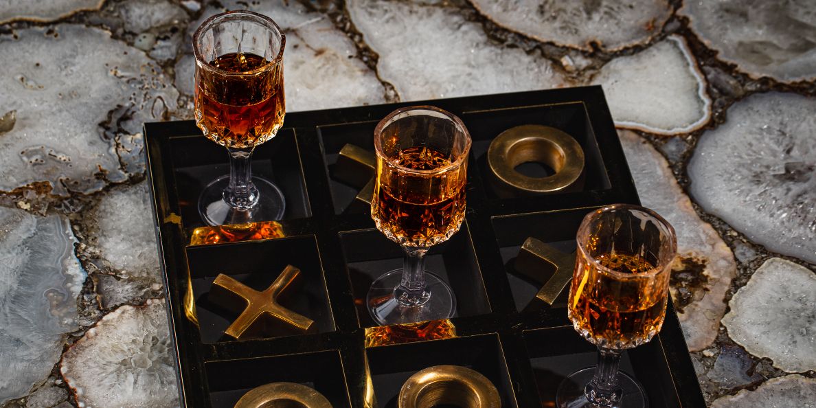 Drinks on tic tac toe board