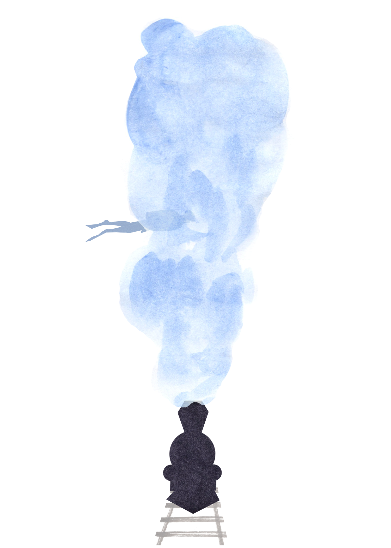 Hotel Indigo sketch of a train on a track with steam.