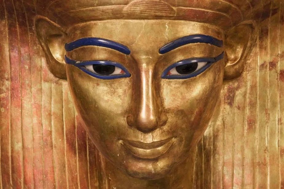 Ancient Egyptian gold funerary mask at the de Young Museum