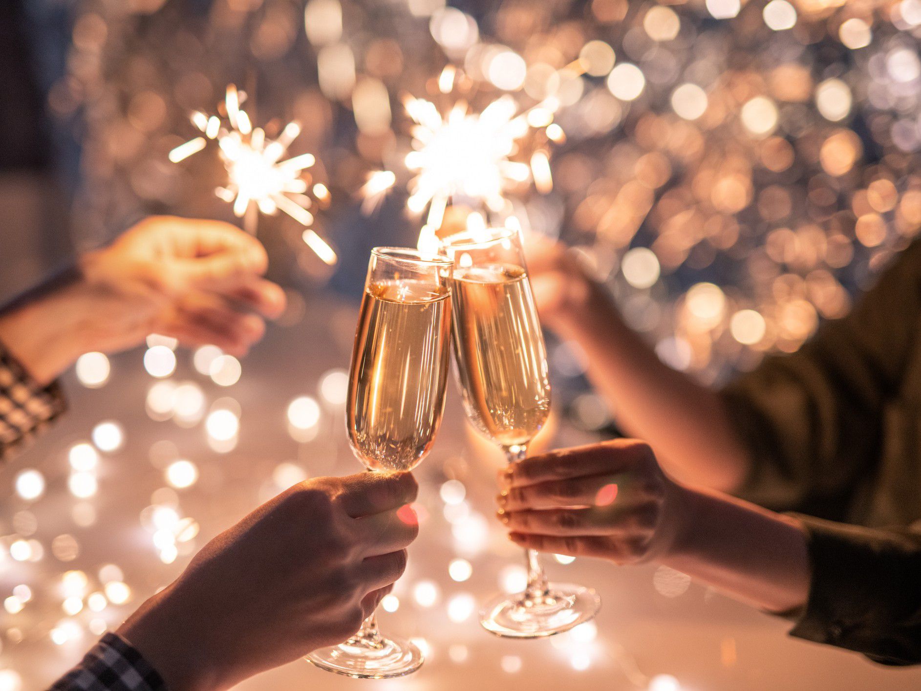 Champagne toast with sparklers