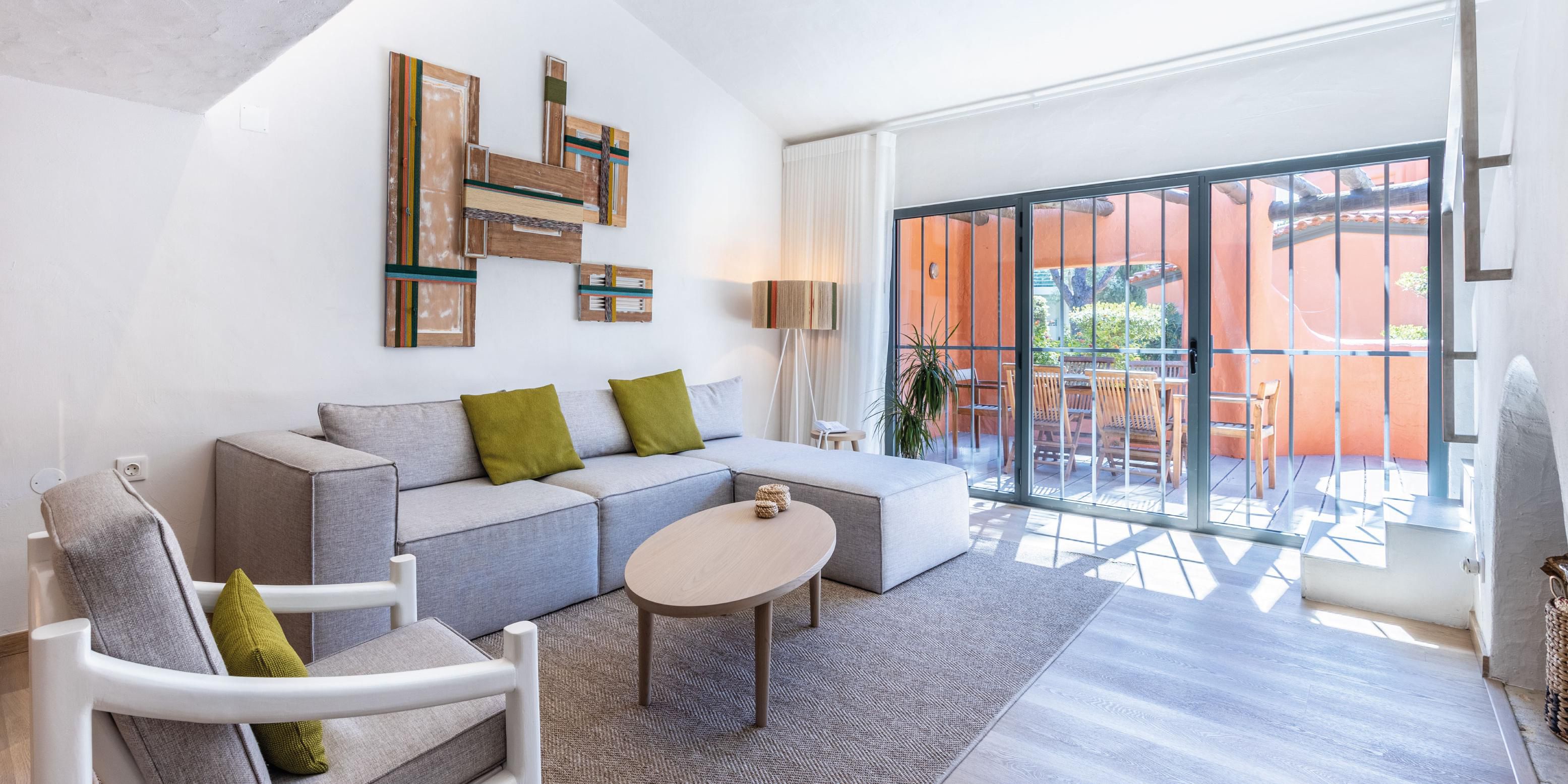 Bright villa living room with natural light and comfort