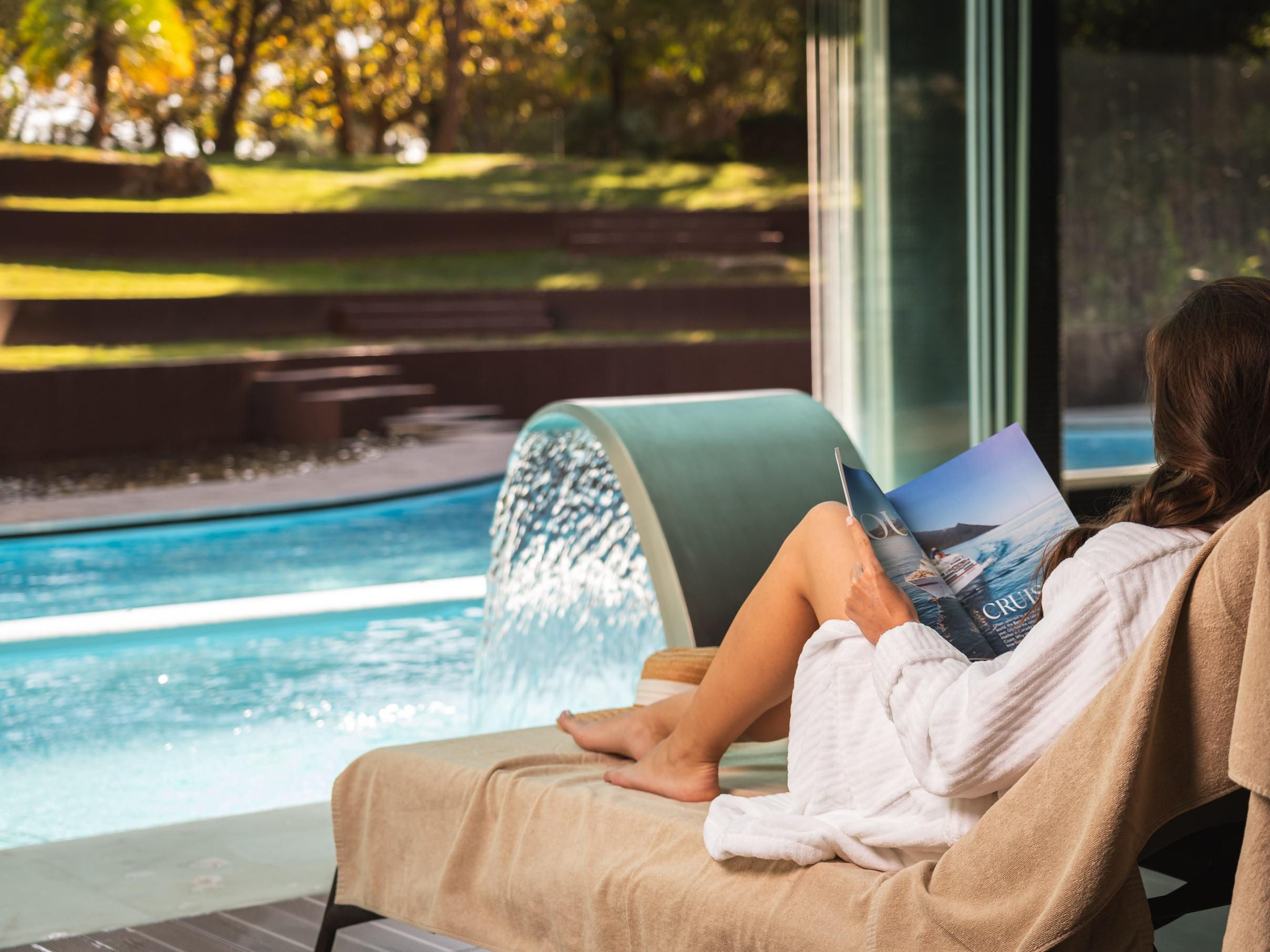 Relax by the indoor pool at our luxury spa in Cascais.