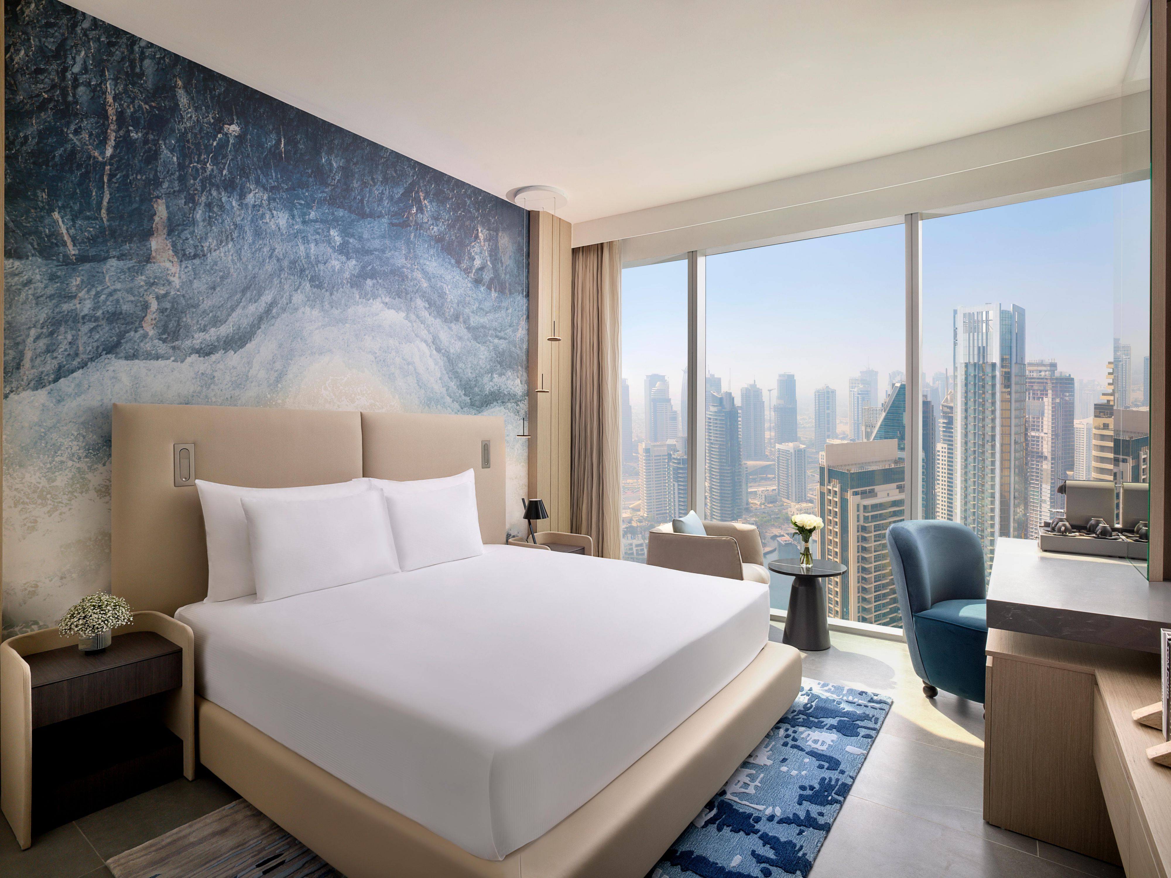 Twin comfort with a backdrop of Dubai’s vibrant skyline