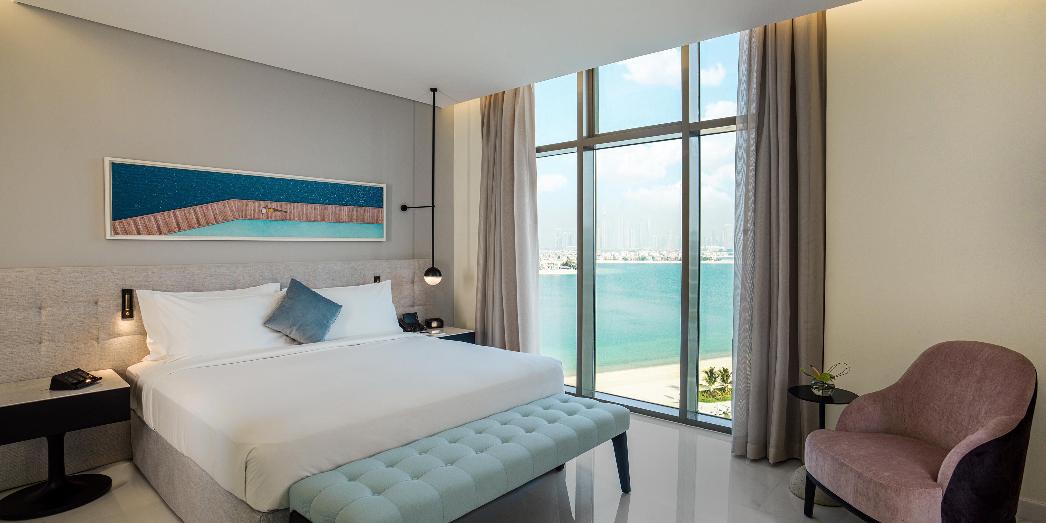 The Perfect Master Bedroom with View of Dubai Skyline.