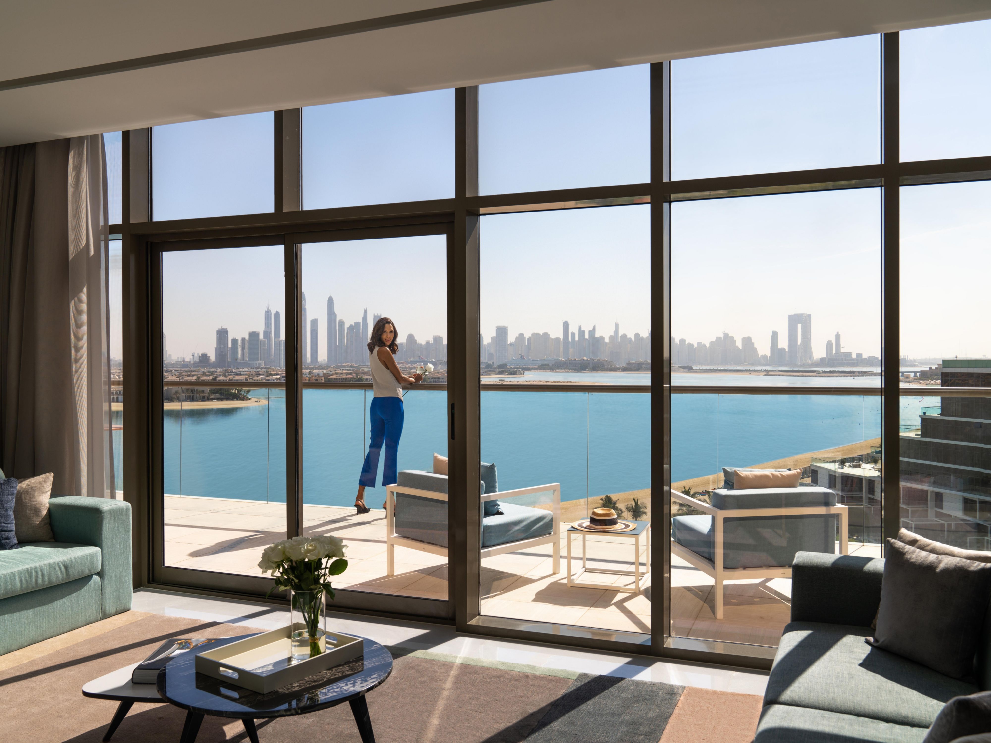Perfect Dubai Skyline view from living area from penthouse.