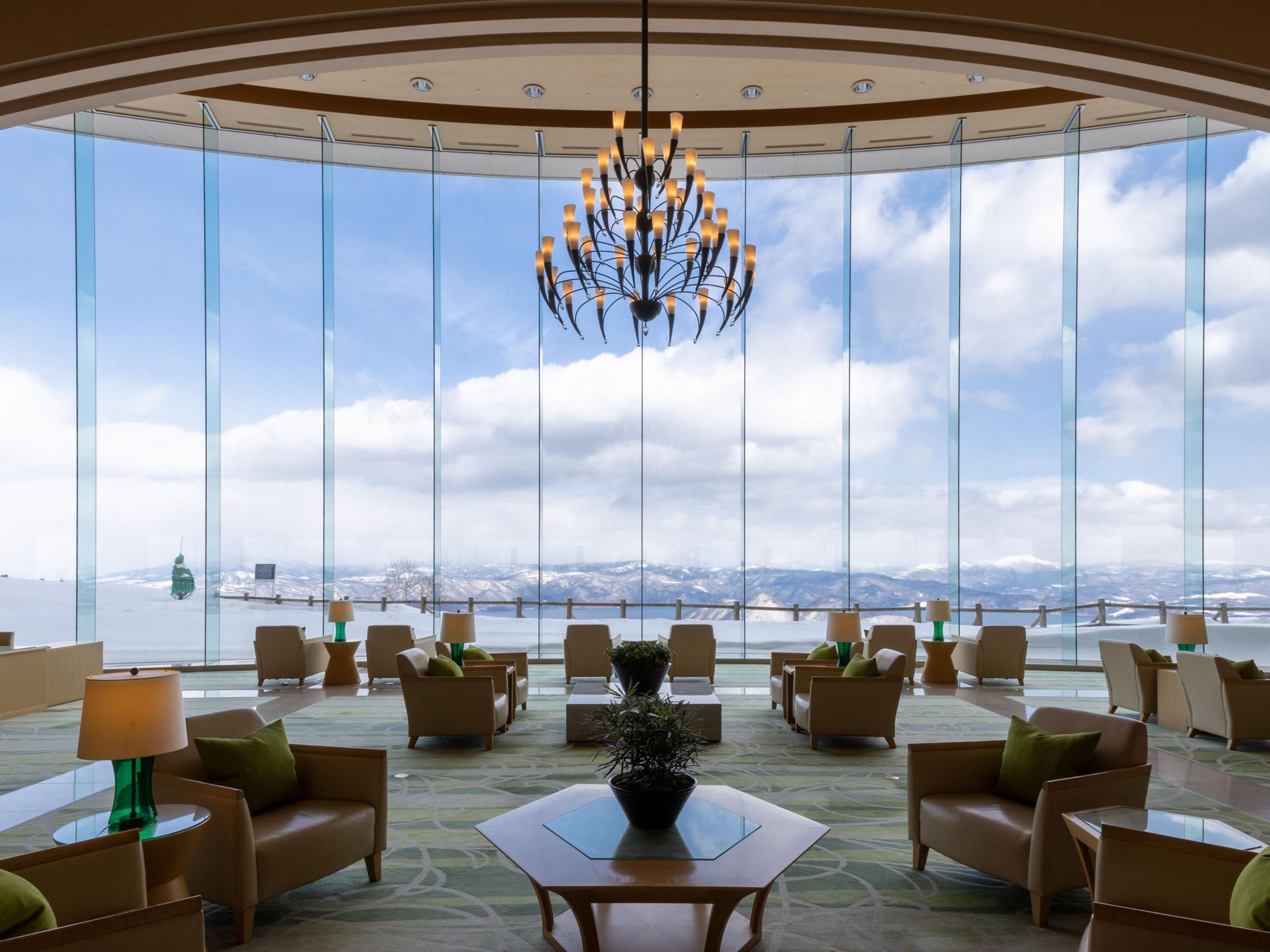 Hotel Lobby, lake side,winter