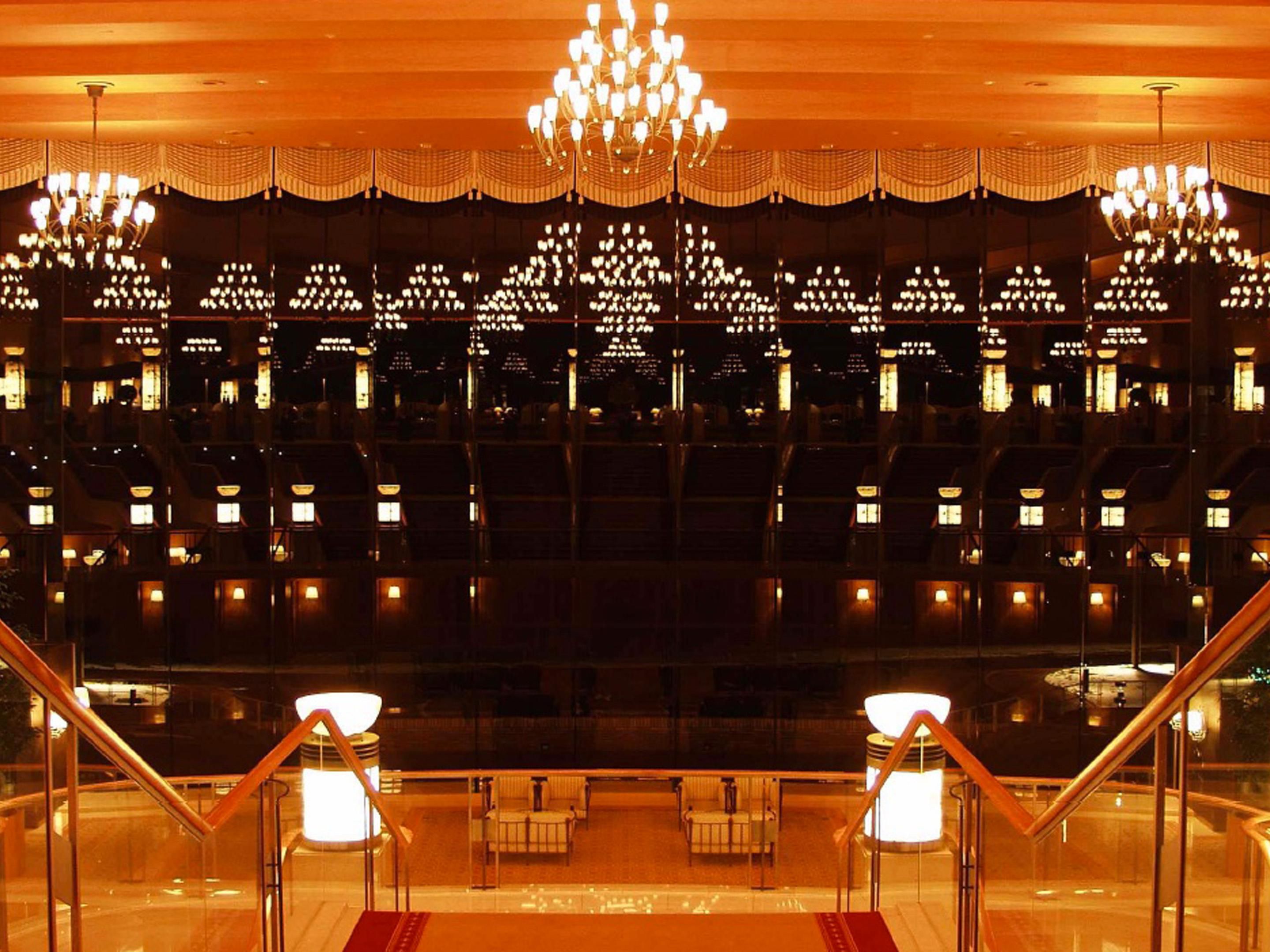 Hotel lobby ,sea side,night