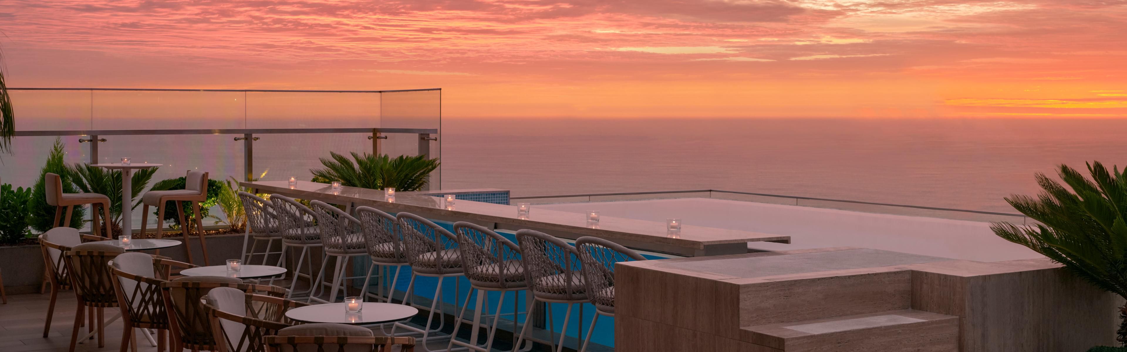 Sunset at the 27 Tapas rooftop restaurant and bar