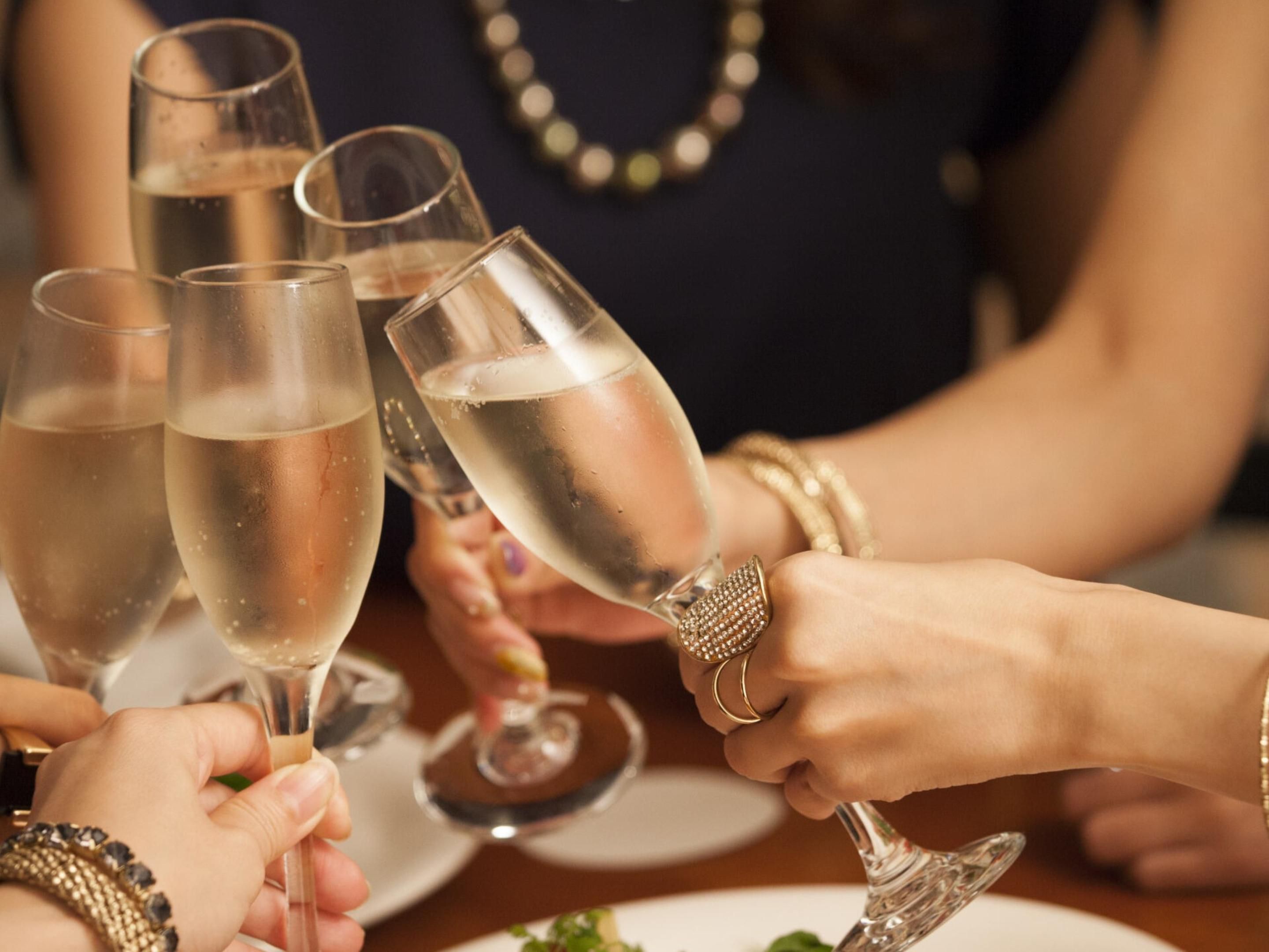 Guests toasting with champagne