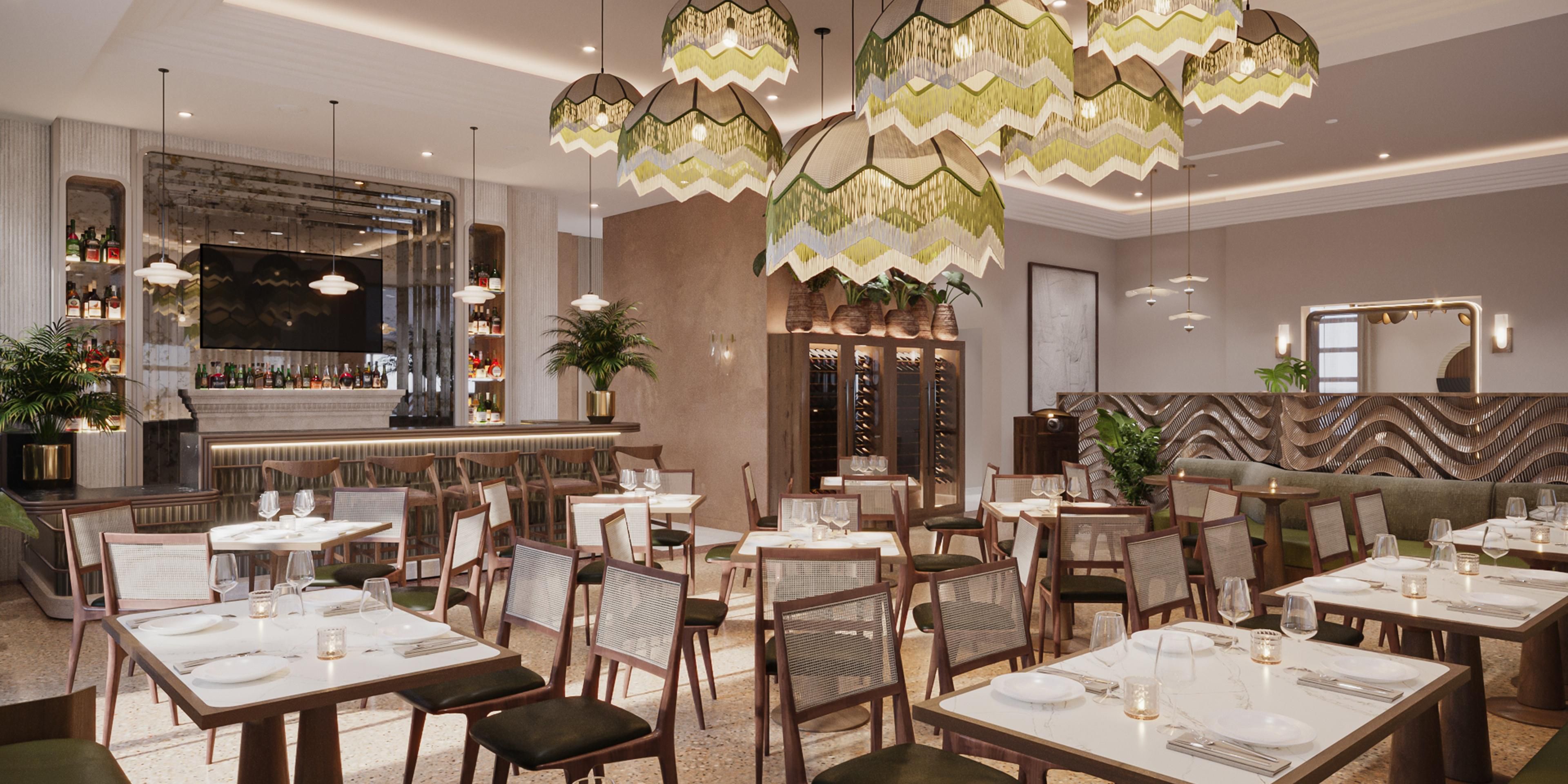 restaurant seating and bar
