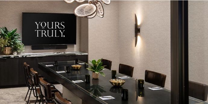 Boardroom table with flat screen tv