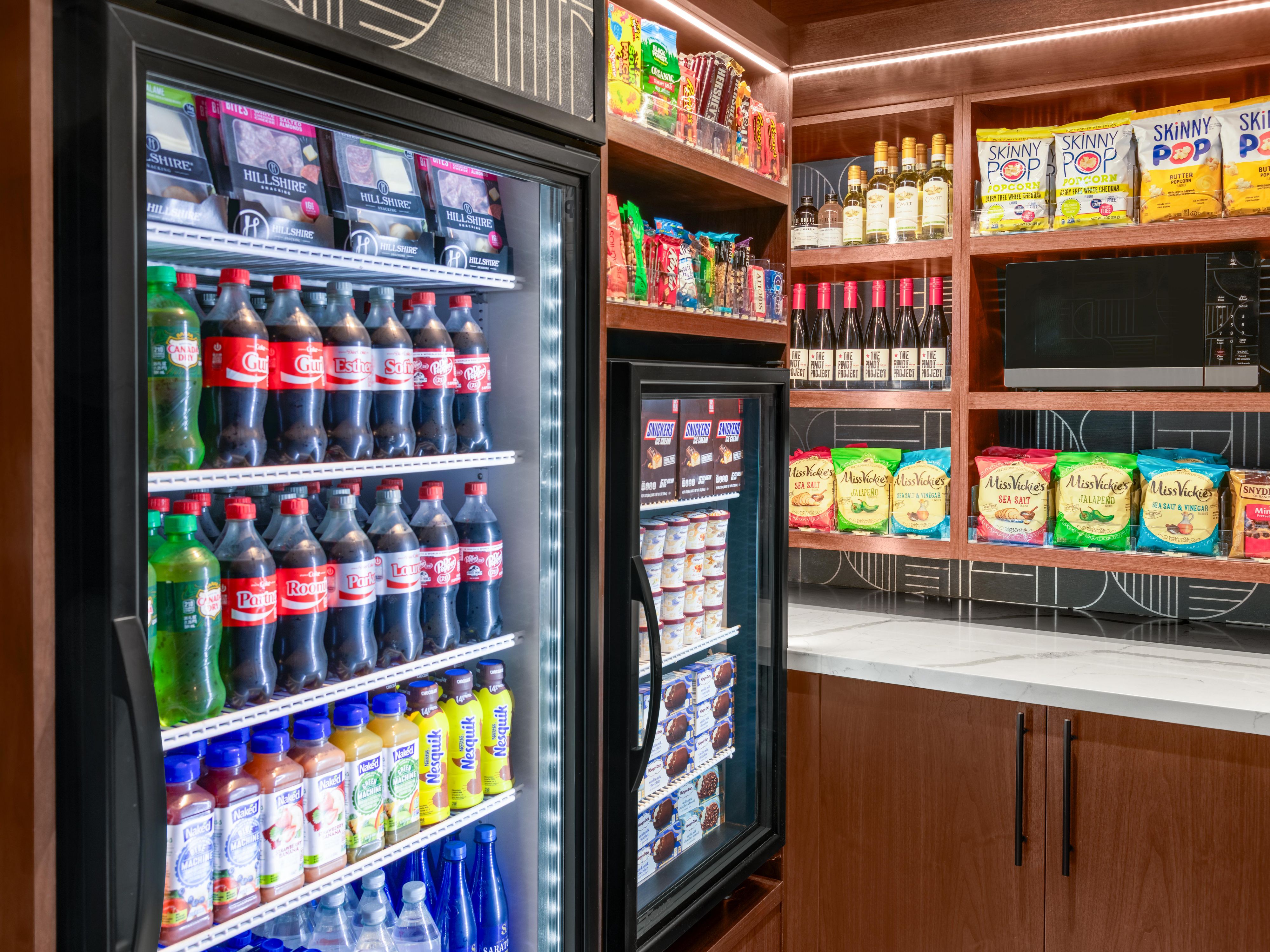 Grab quick snacks and drinks from our 24-hour Market.