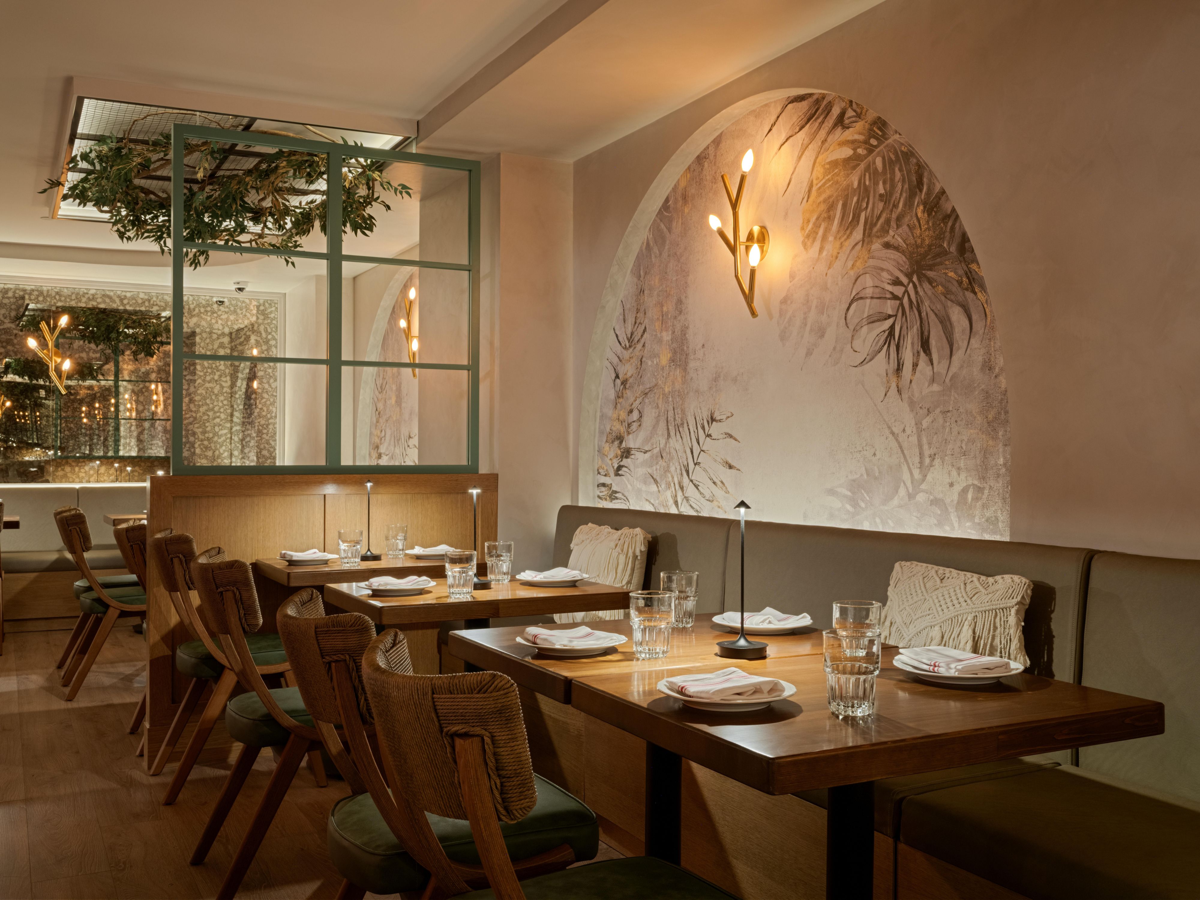inviting and beautifully designed restaurant lounge.