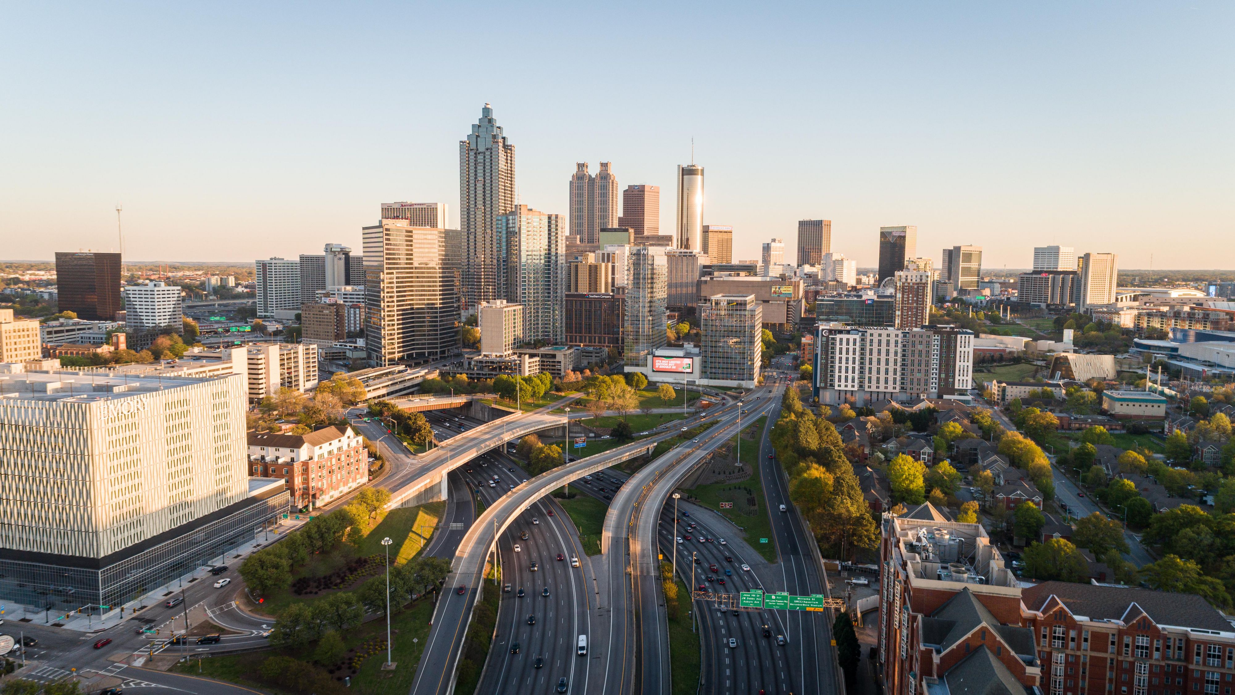 City views and busy highways—a perfect Atlanta view nearby.