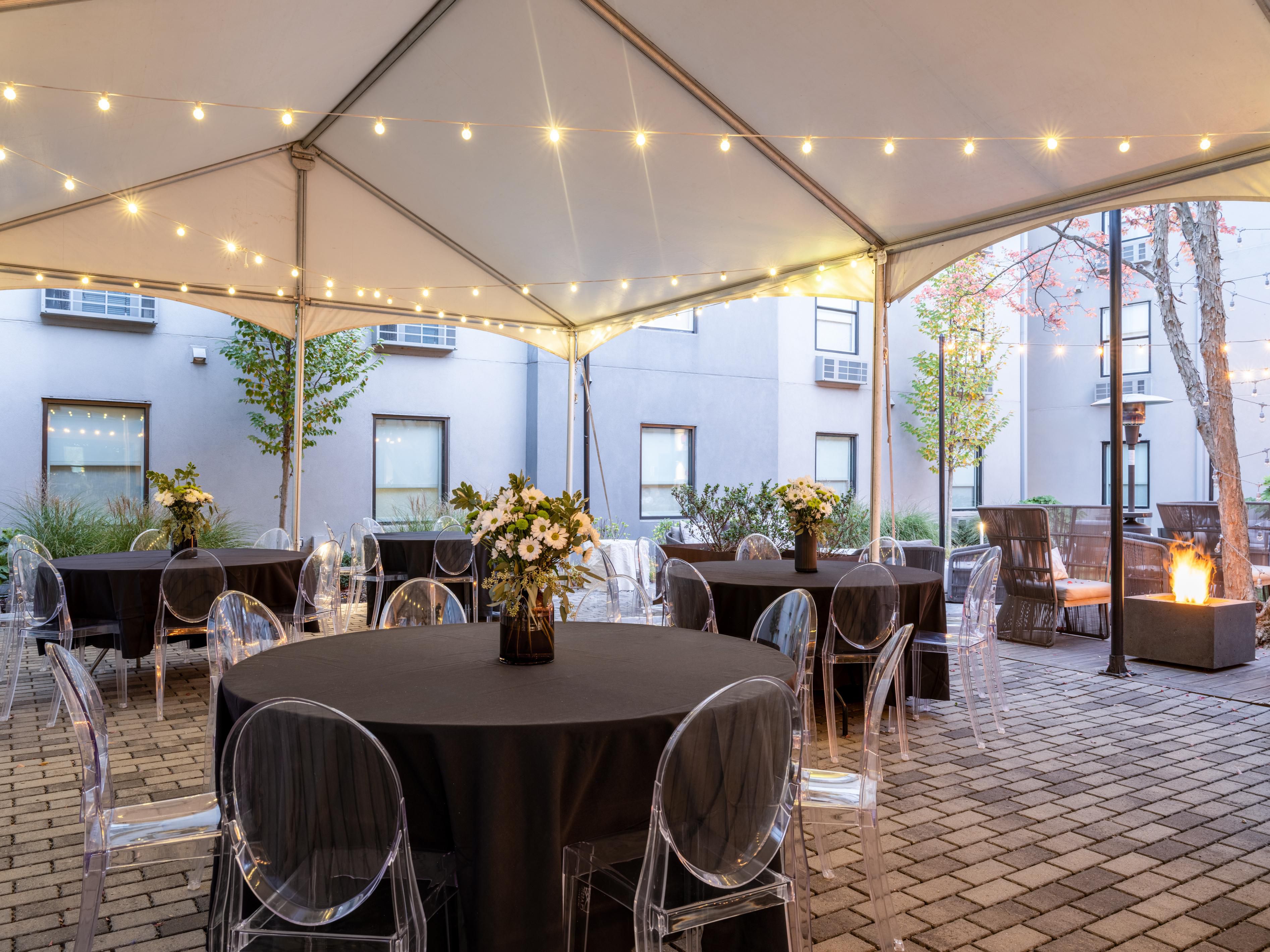 Open air or enclosed tent for rental in our open air courtyard 