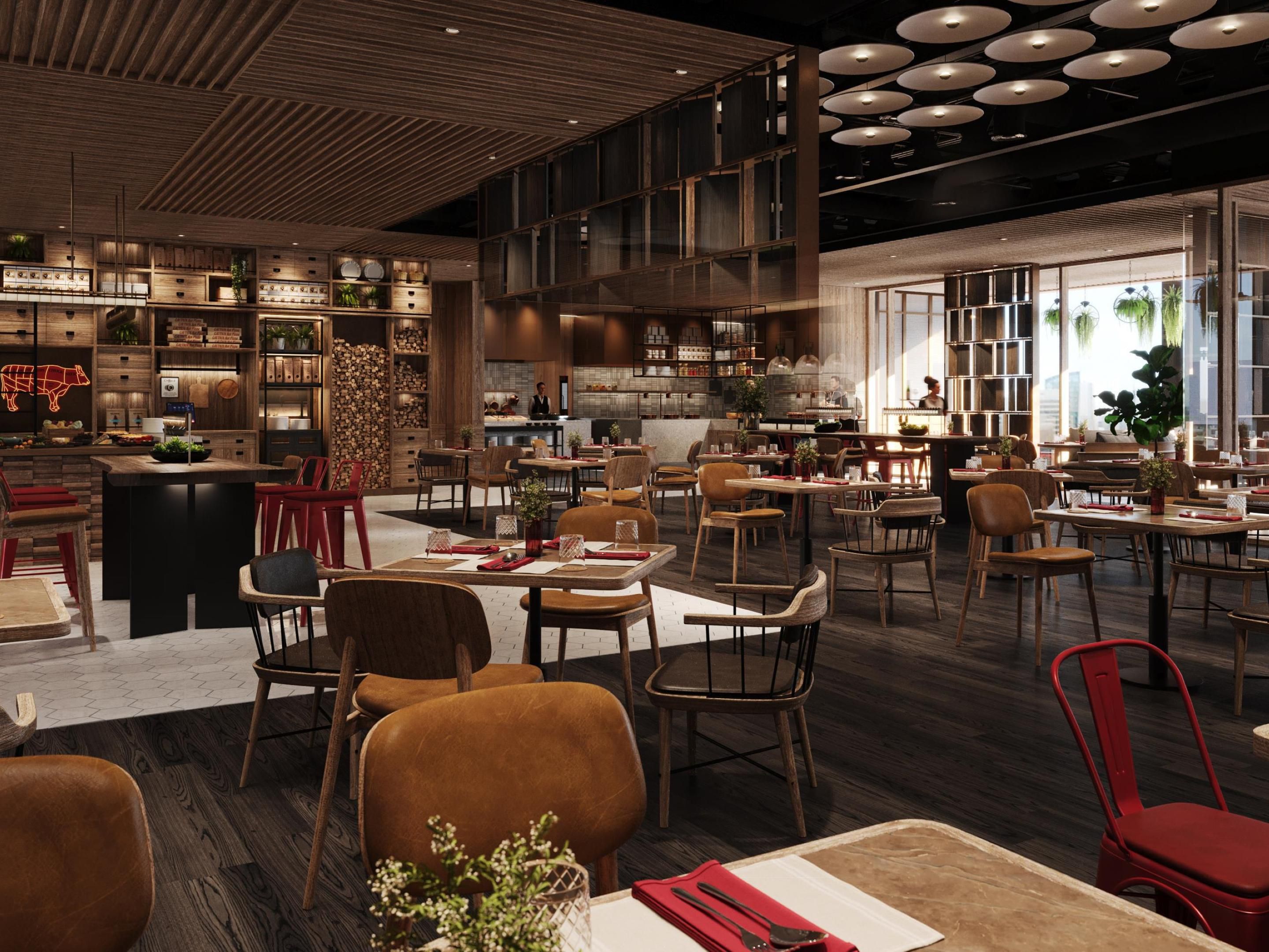Desde España hasta Estados Unidos, nuestros lugares de restauración aportan una gran personalidad a los platos. Tasca, nuestro vibrante bar de tapas españolas, lo invita a saborear lo mejor del norte de España. Deckles es nuestro ahumadero totalmente estadounidense, que prepara abundantes carnes a la barbacoa, hamburguesas atrevidas y reconfortantes clásicos al estilo estadounidense. 