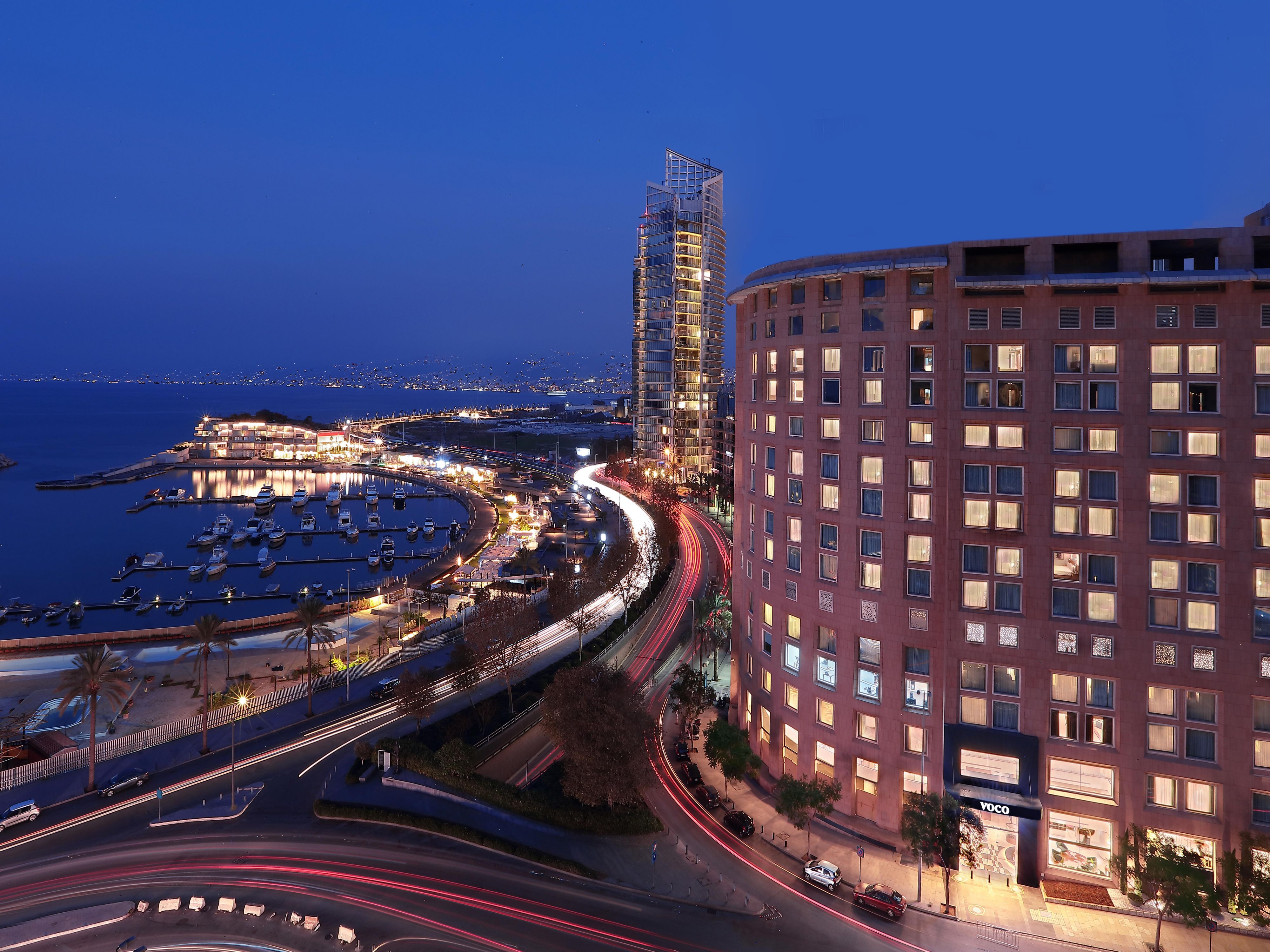 As day turns to night, our hotel sparkles with inviting lights