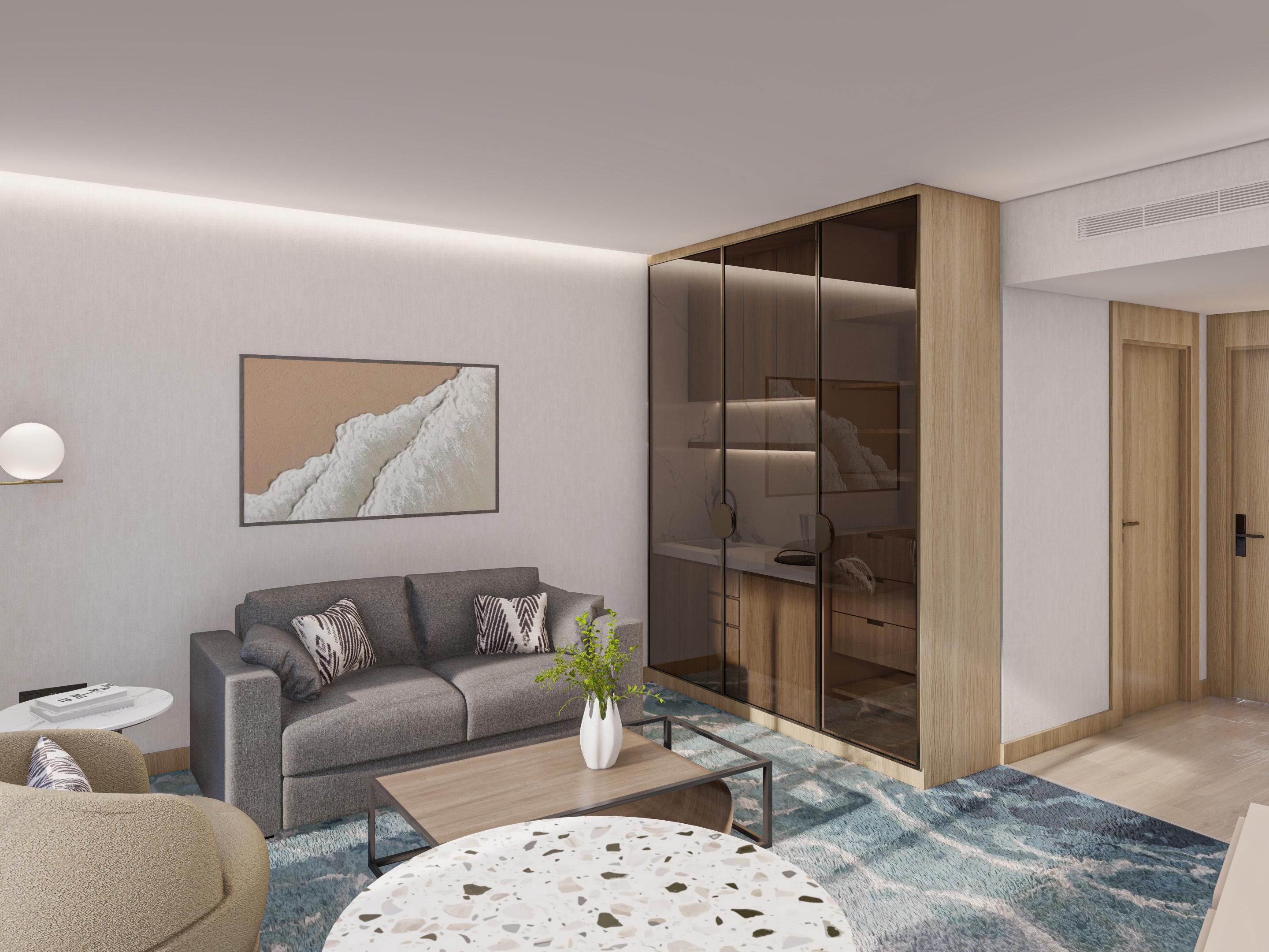 The Beirut Suite features a spacious living area, thoughtfully designed for ultimate comfort. It offers a newly refurbished dining area, a fully equipped kitchenette, and two separate bathrooms for enhanced privacy. With breathtaking sea views, the suite provides a serene, picturesque setting, making it the perfect space for relaxation.
