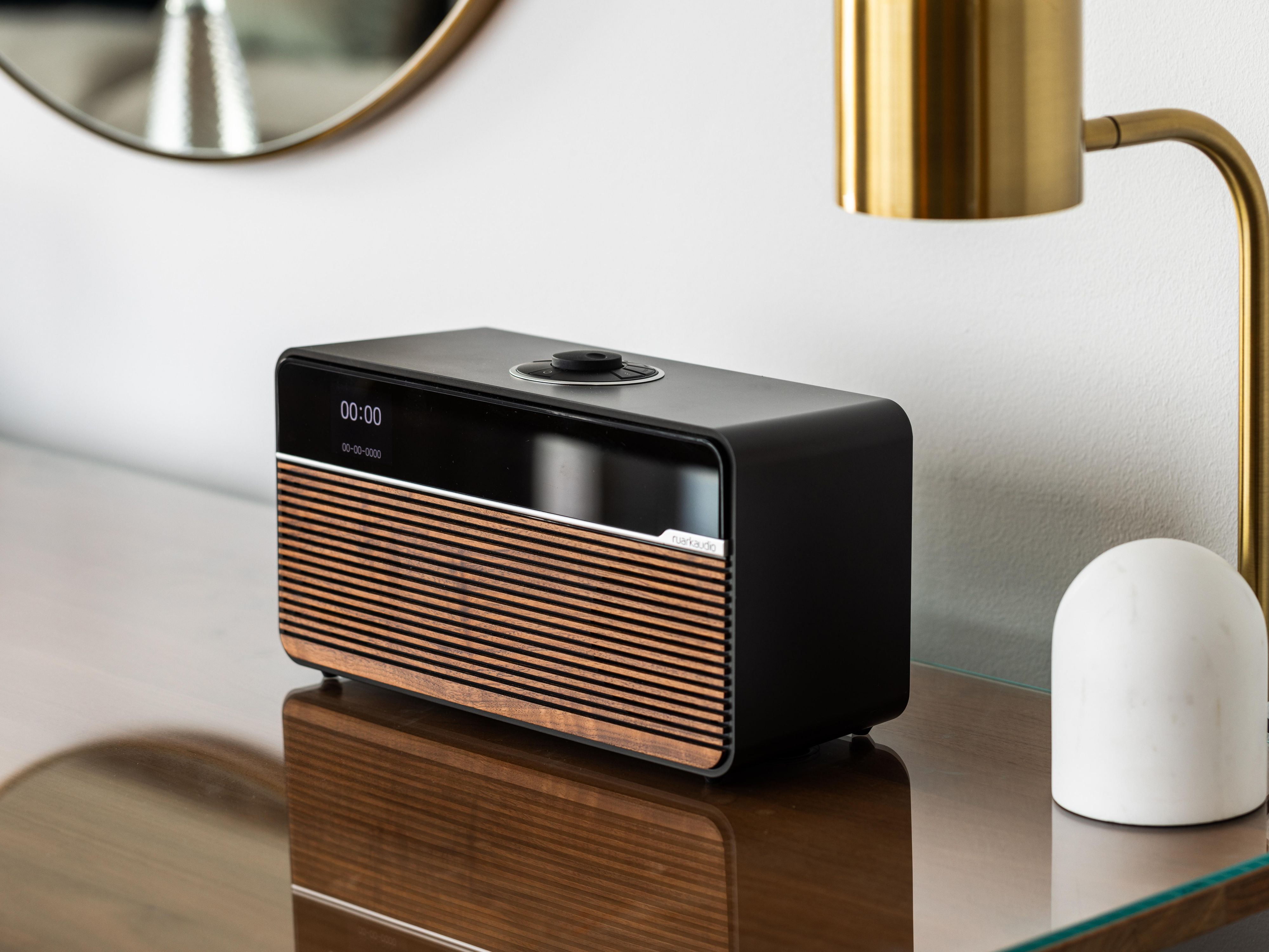 Alarm clock on a side table