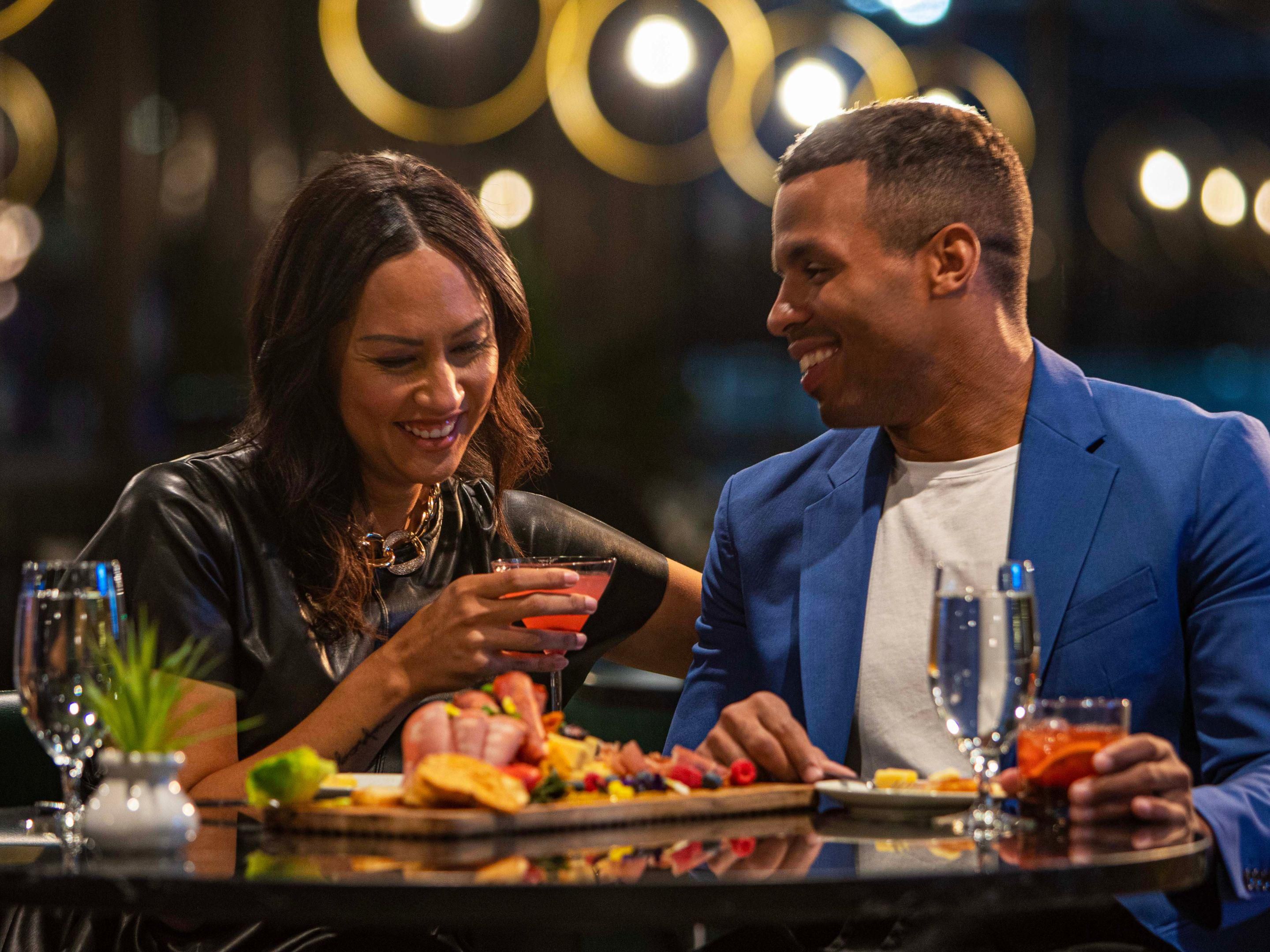 Couple enjoying a holiday dinner