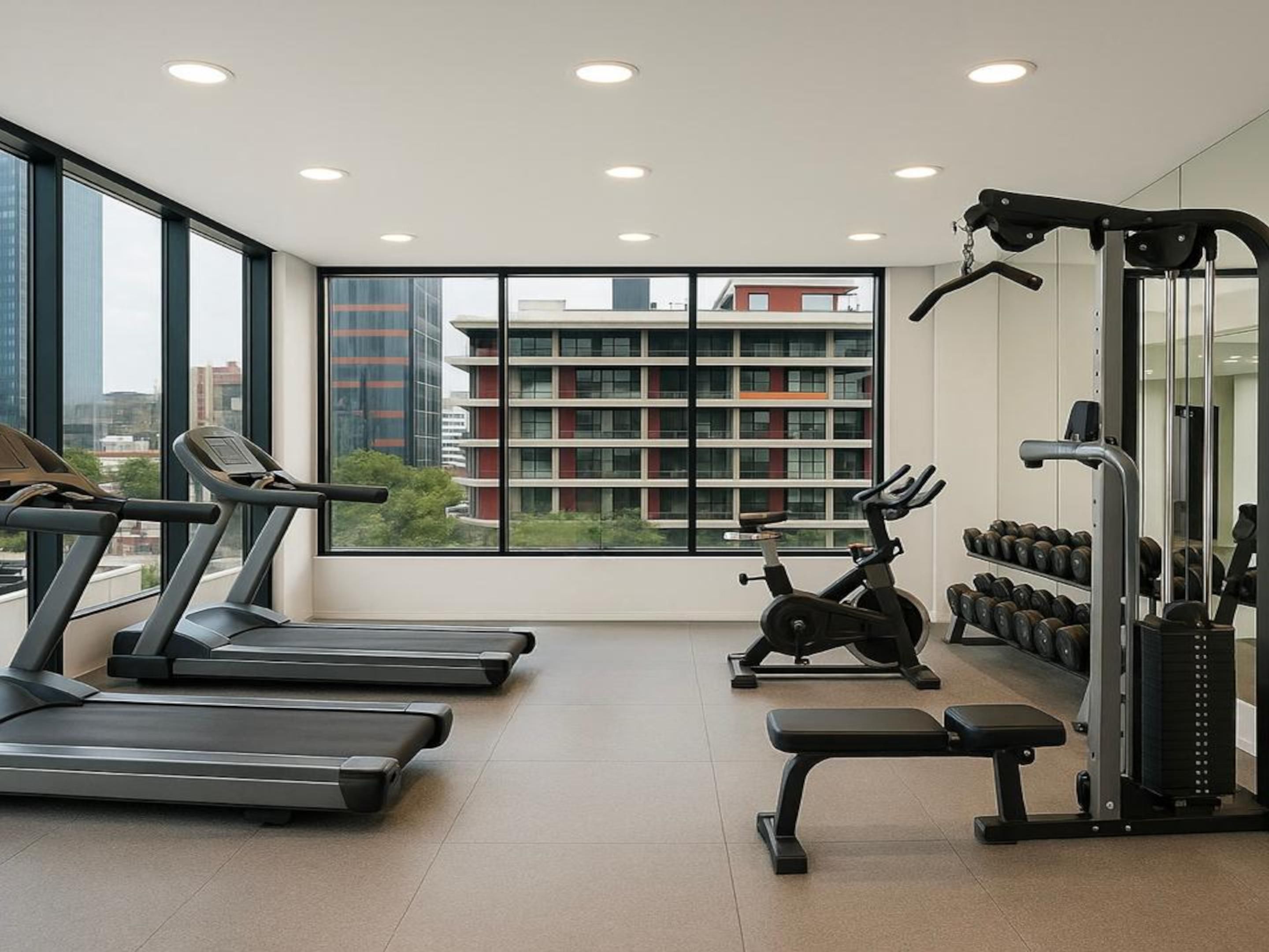 Aproveite e relaxe em nossa Academia de ginástica na cobertura, onde você pode usar bicicleta, esteira e elíptico com uma bela paisagem da Cidade do México