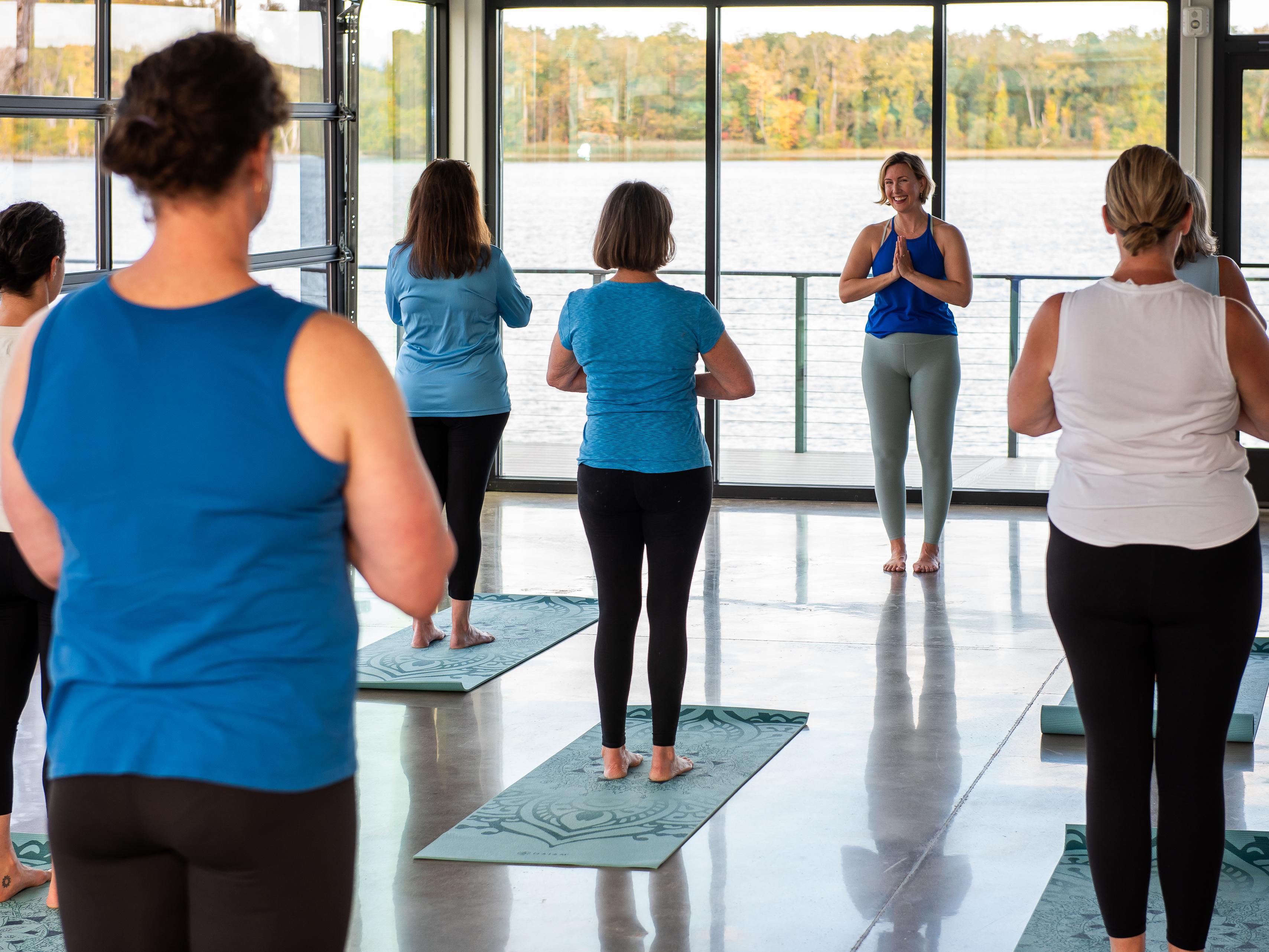 Yoga teacher leading a class