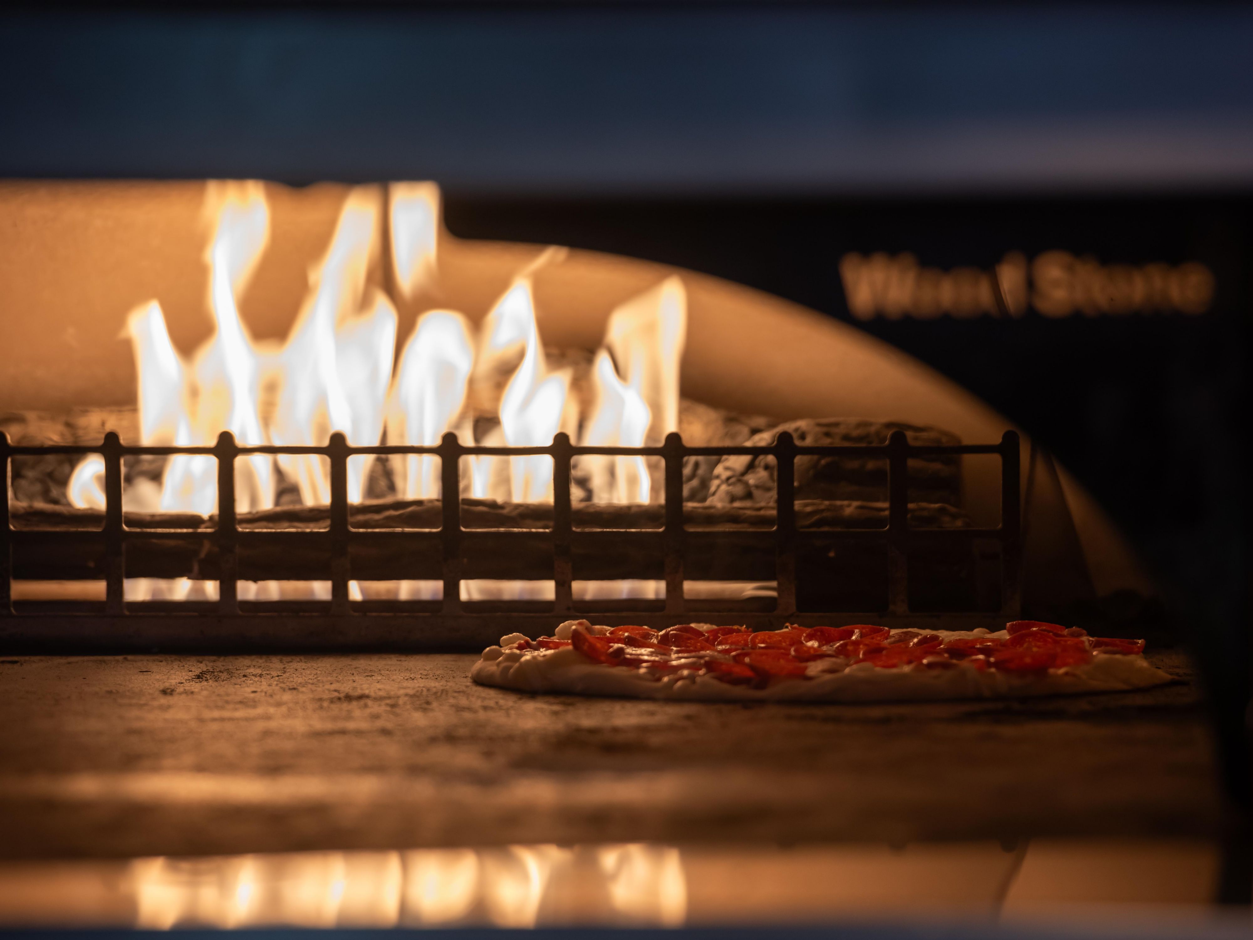 Pizza in a brick oven