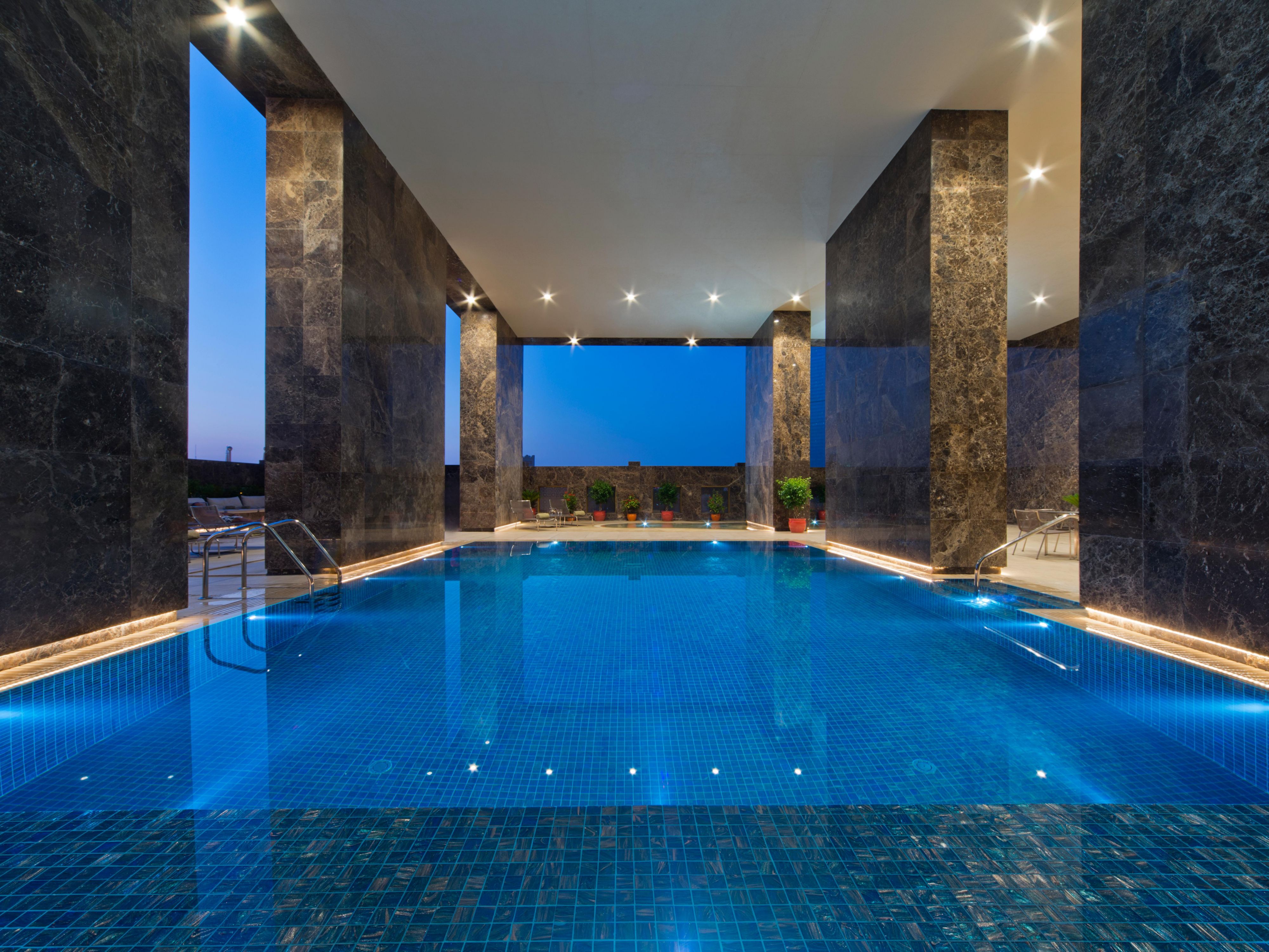 Take a moment for yourself by our hotel’s large outdoor swimming pool. Lined with plenty of comfortable loungers, it’s the perfect spot for soaking in the sun or curling up with a good book. Take a refreshing dip in its crystal clear waters or simply enjoy the calm atmosphere.