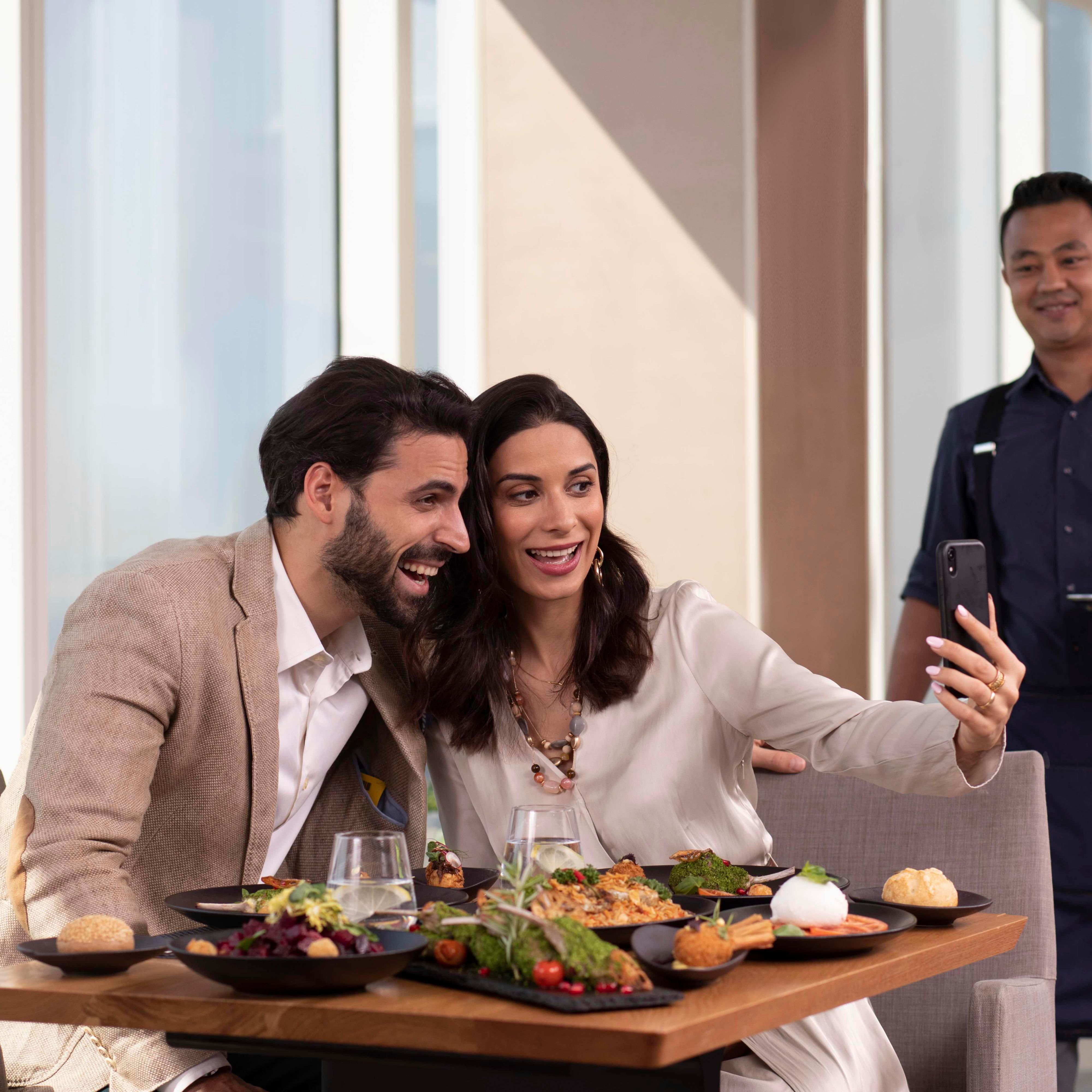 Restaurant, voco Dubai with views of Sheikh Zayed Rd and Jumeirah
