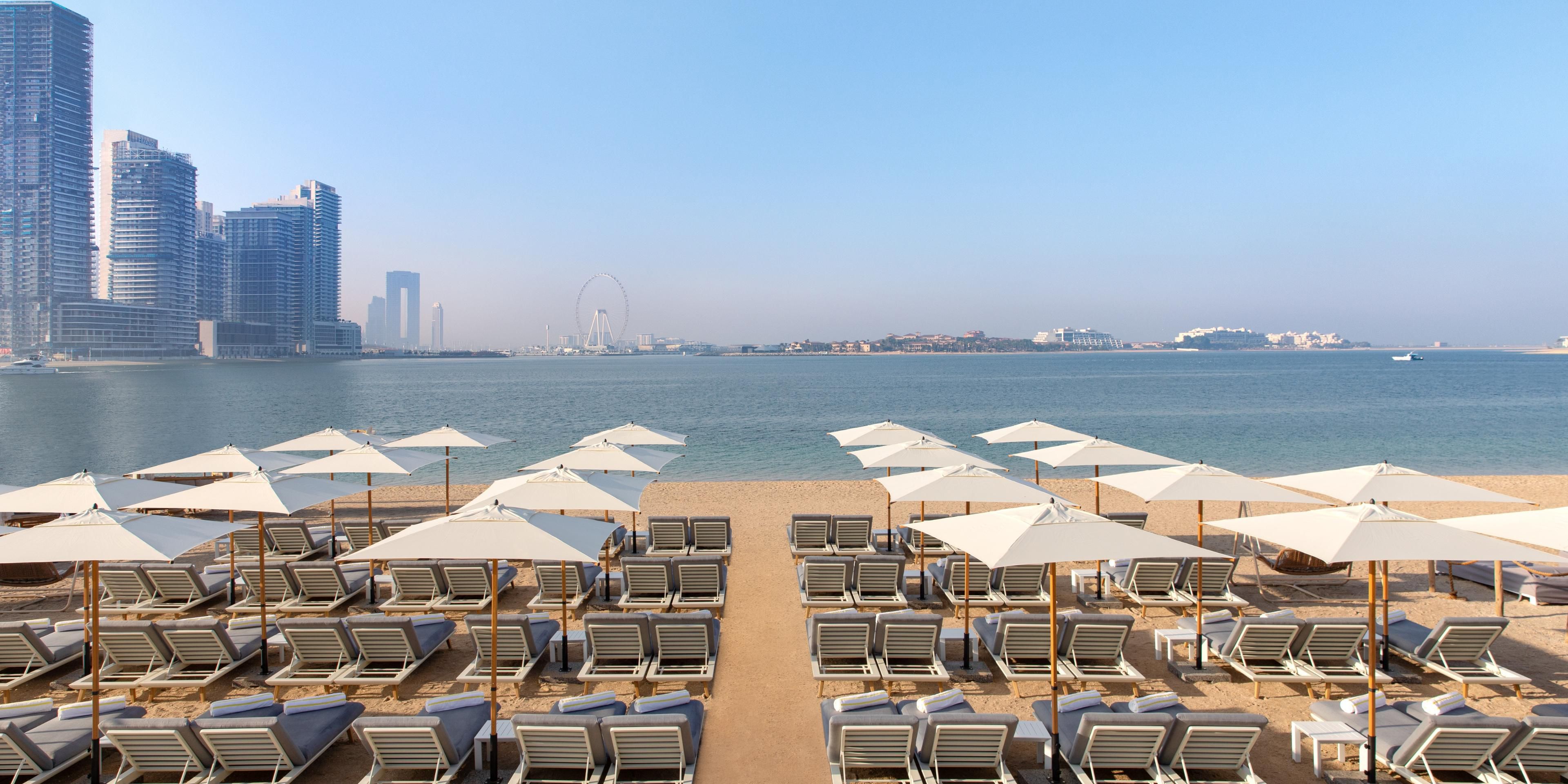 The beach club is now open, offering 64 sunbeds and 6 cabanas, towels and beach accessories, perfect for you to spend the whole day, curled up with a good book or getting that much needed tan. 
Order your favourite food and beverage and have them delivered to your beach lounger.