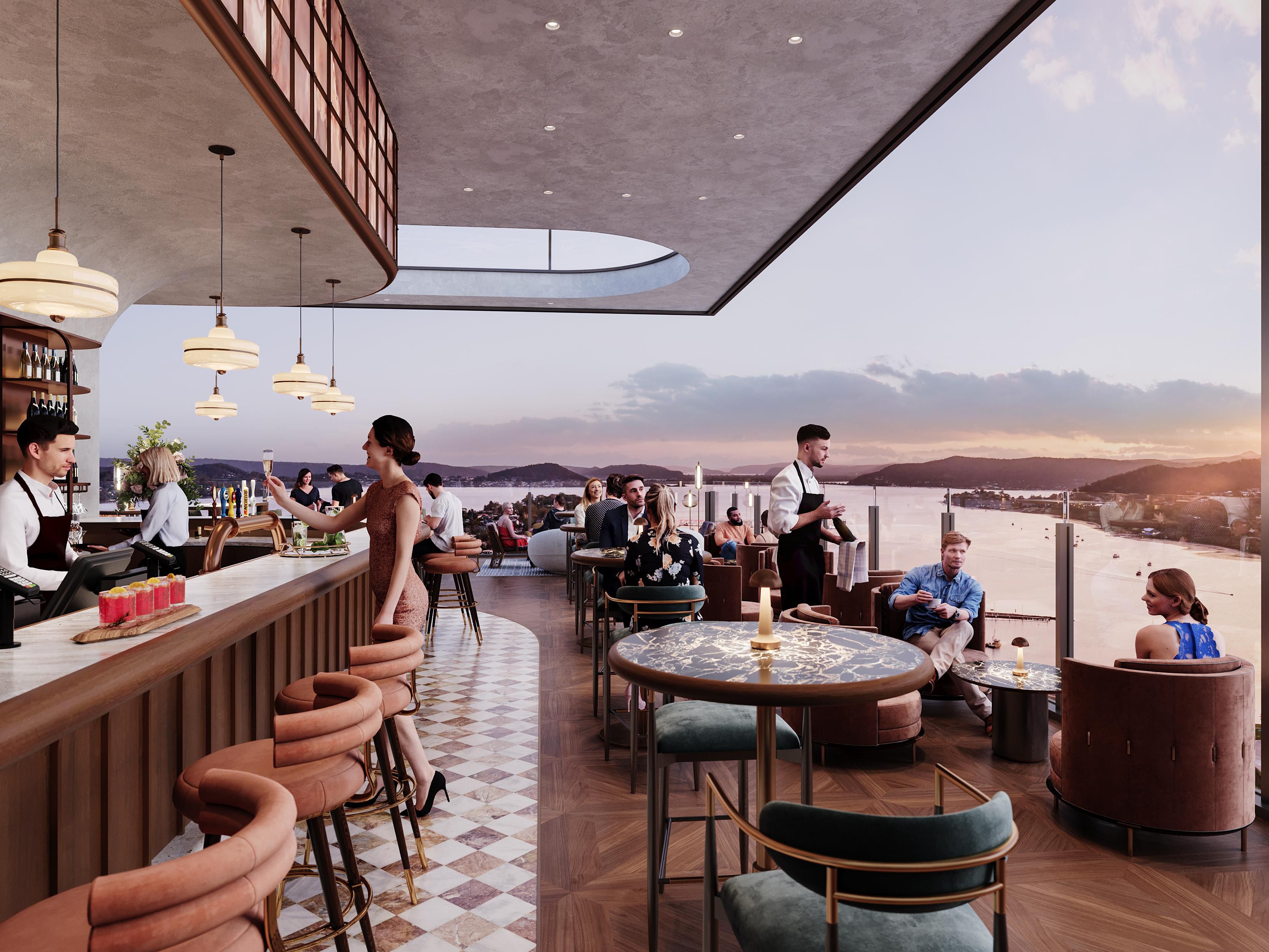 Perched 28 stories above the Archibald precinct, the Rooftop Bar offers a refined escape with stunning skyline views. The open air terrace blends elegance with modern style, while a vibrant menu features Japanese inspired dishes and expertly crafted cocktails.