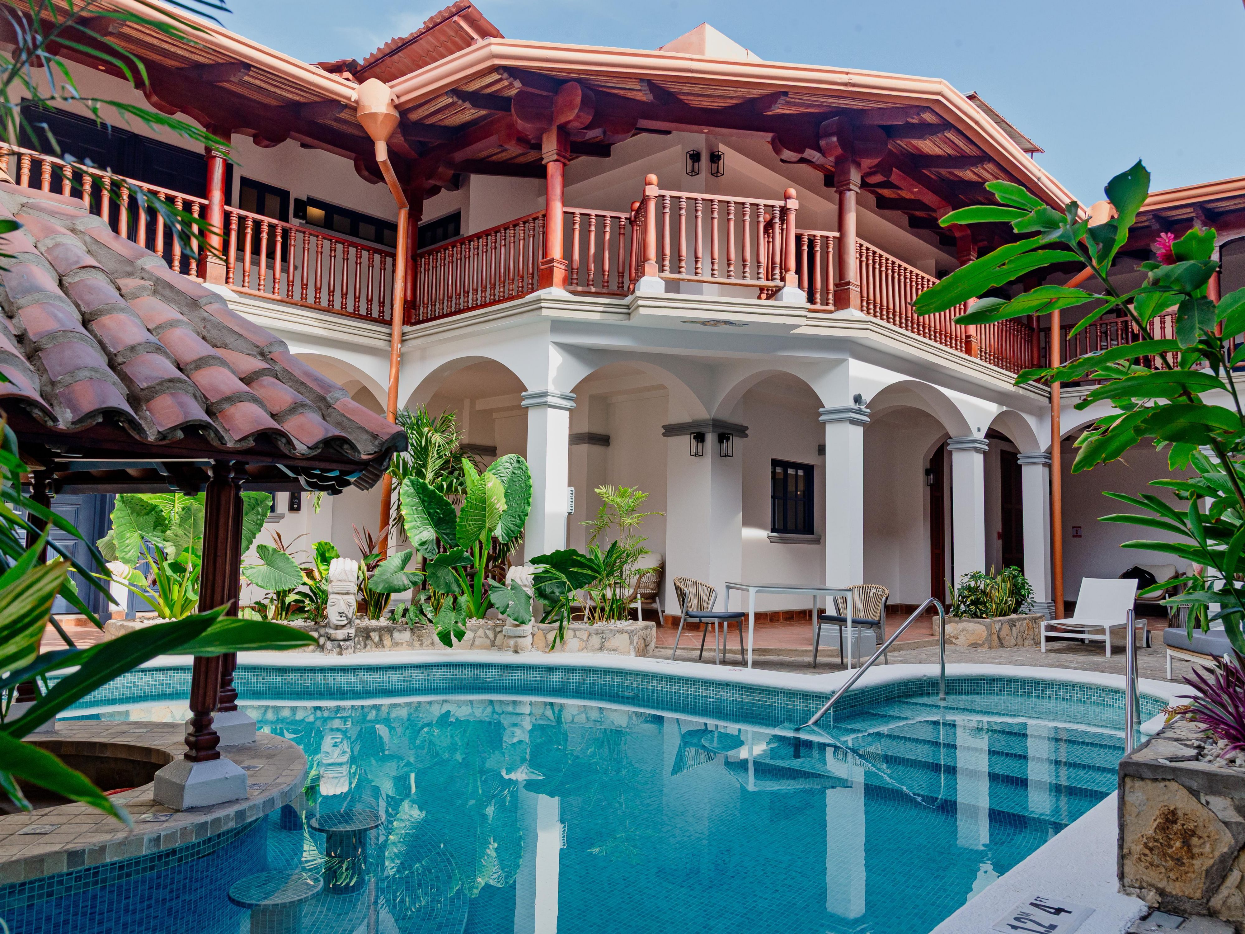 Our hotel has two beautiful swimming pools, built with colonial elements and beautiful plants that make a completely cozy and fun space to relax and enjoy with your friends.