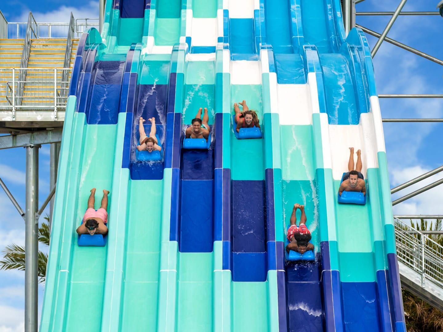 Cool off under the Florida Sun and enjoy non-stop family fun at Island H2O Water Park. Enjoy thrilling slides, a lazy river, wave pool, kids’ splash zone, and private cabanas at Kissimmee, Florida's newest water park near our hotel. splash zone, and private cabanas. It’s the perfect spot for family fun and cooling off under the Florida sun.