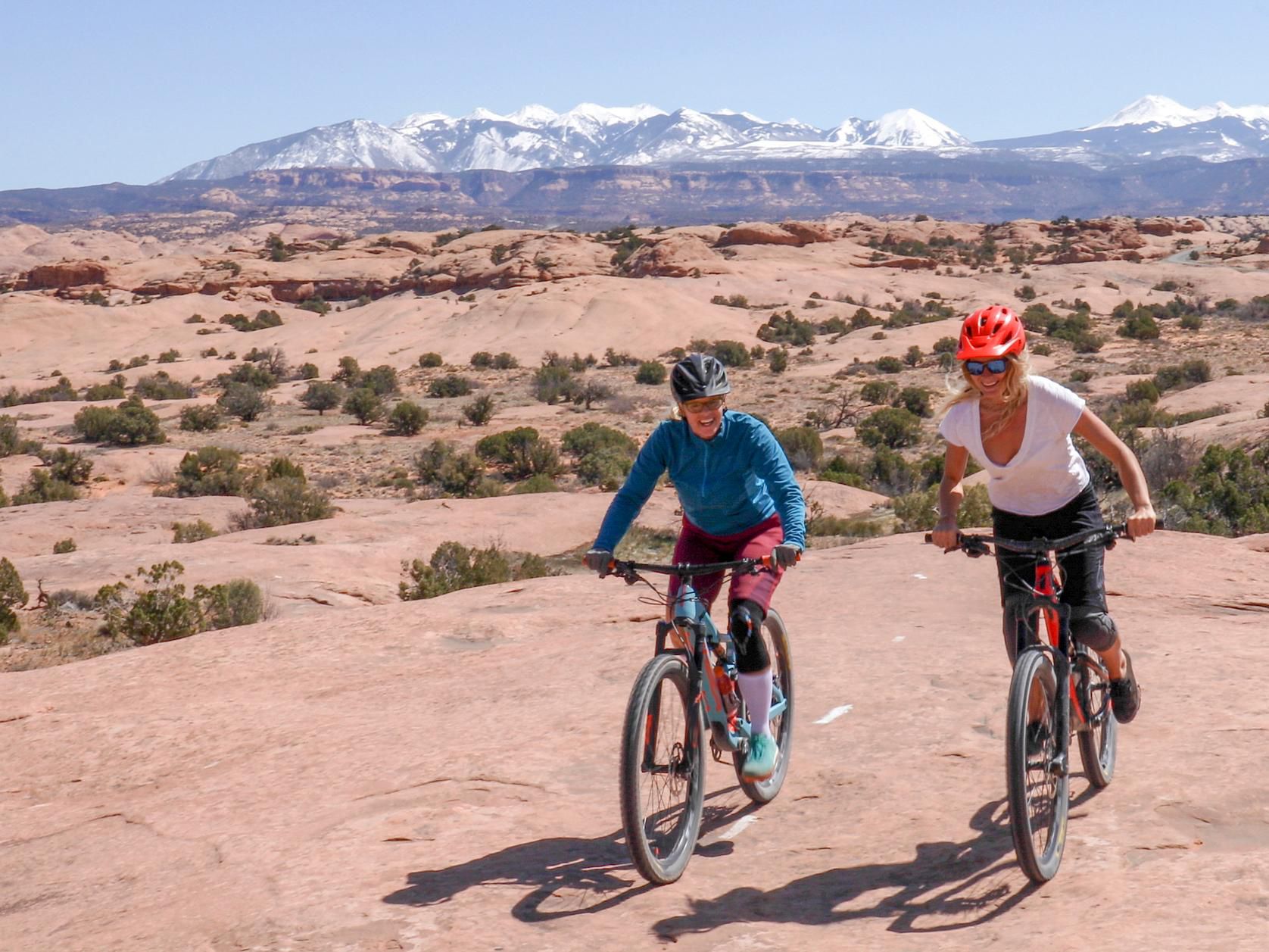 Bikers riding up Slide Rock Trail