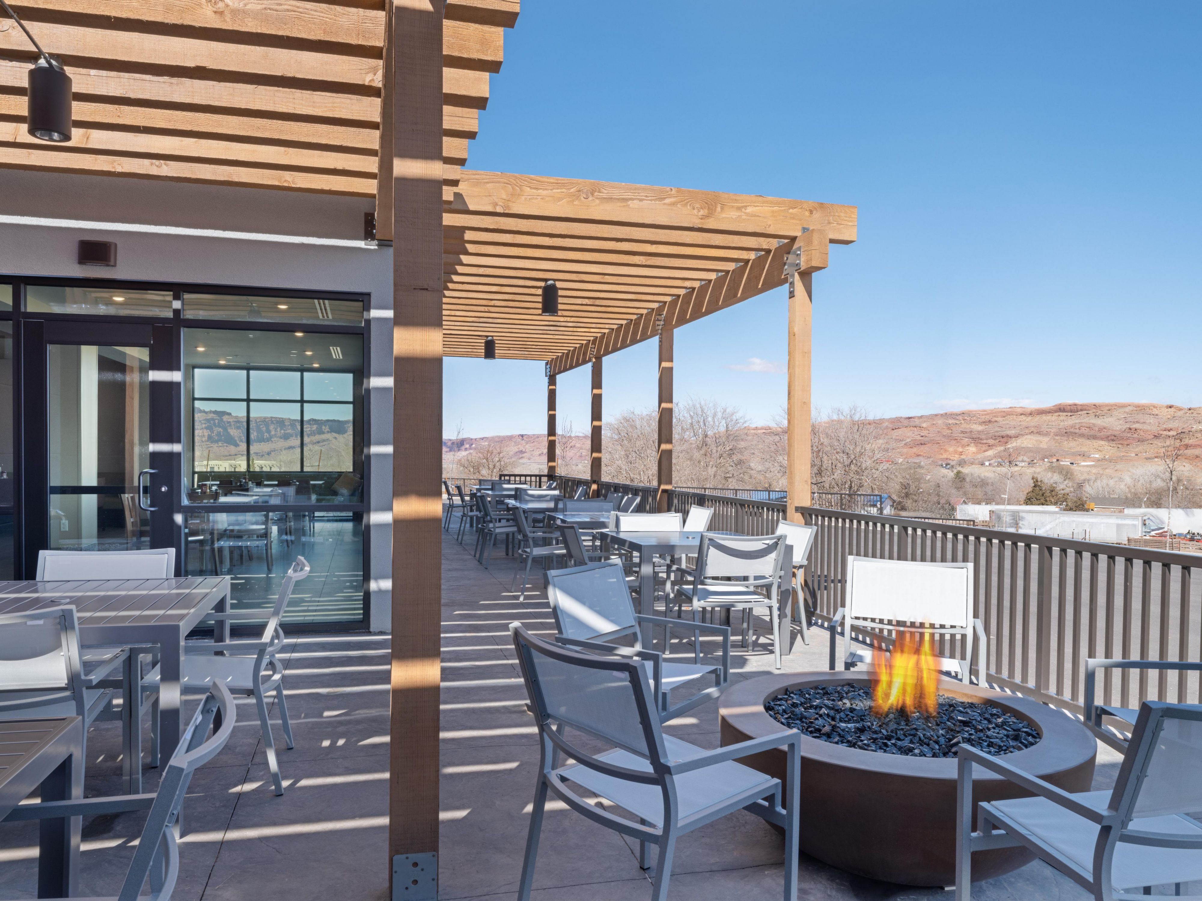 Relax at voco Moab’s scenic outdoor patio with stunning views.