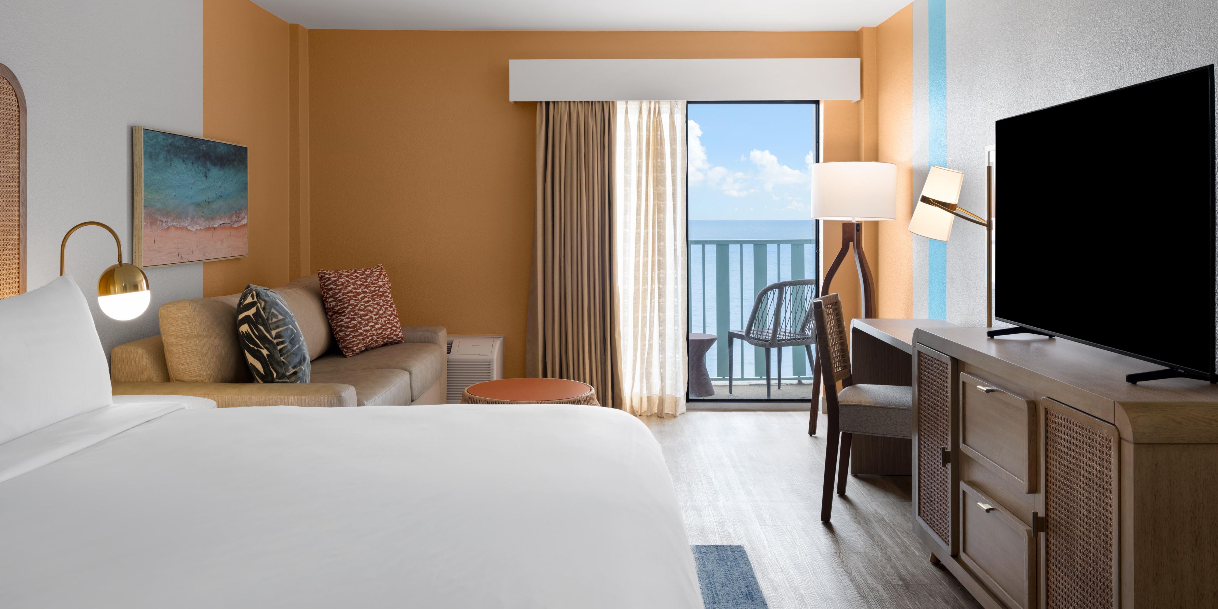 Wake up to waves, unwind to sunsets. Our oceanfront location offers sweeping Atlantic Ocean views and direct beach access, made for sunrise coffee and starlit cocktails. Myrtle Beach is your backyard - just step outside.	