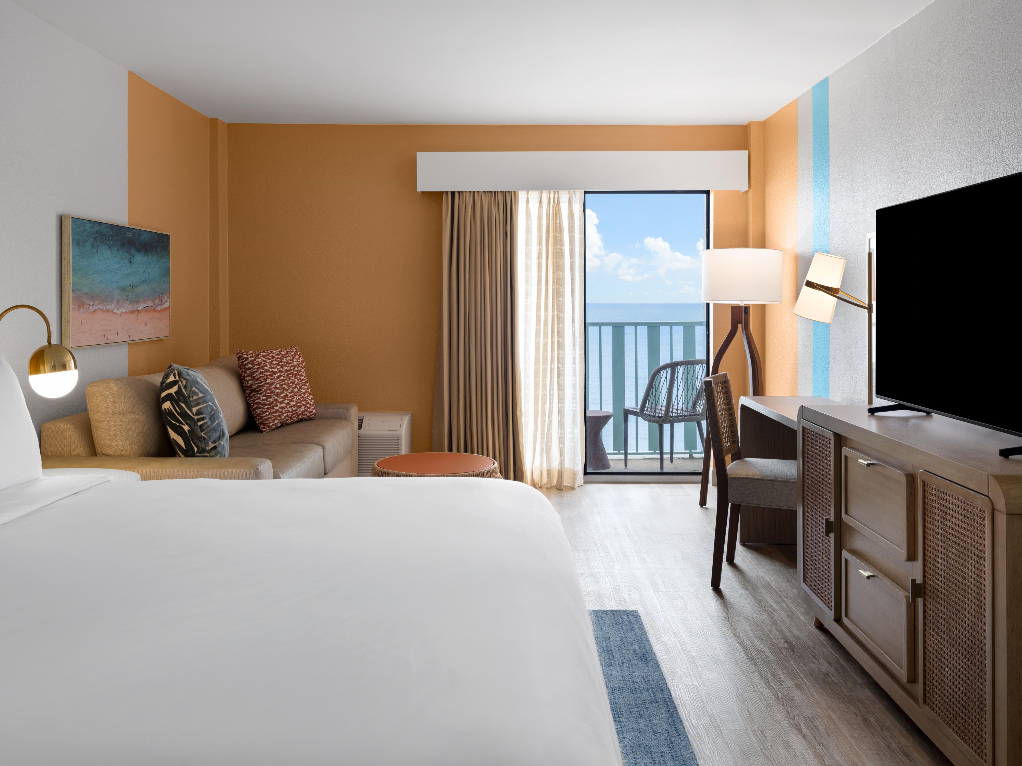 Wake up to waves, unwind to sunsets. Our oceanfront location offers sweeping Atlantic Ocean views and direct beach access, made for sunrise coffee and starlit cocktails. Myrtle Beach is your backyard - just step outside.	