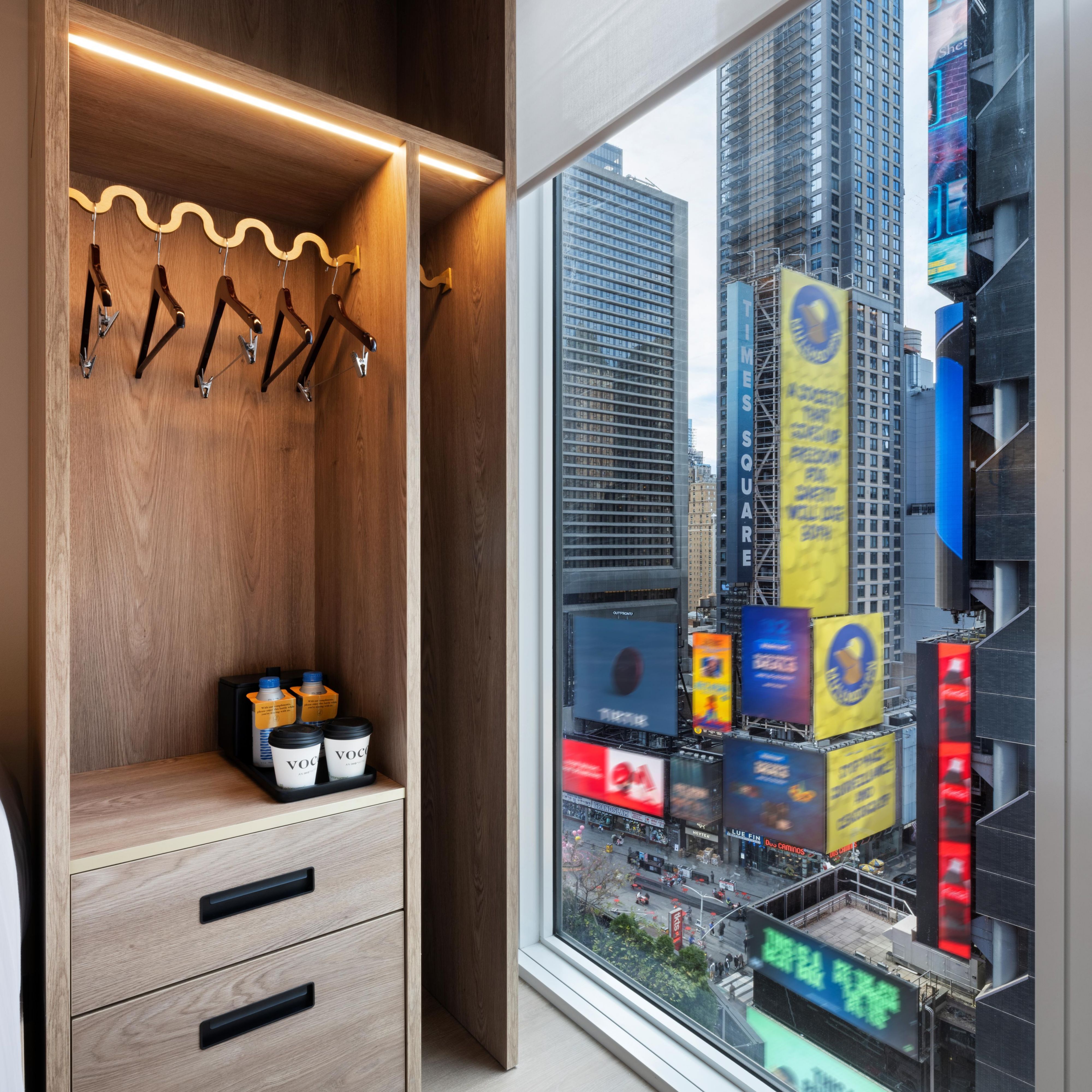 View of Times Square from hotel guest room