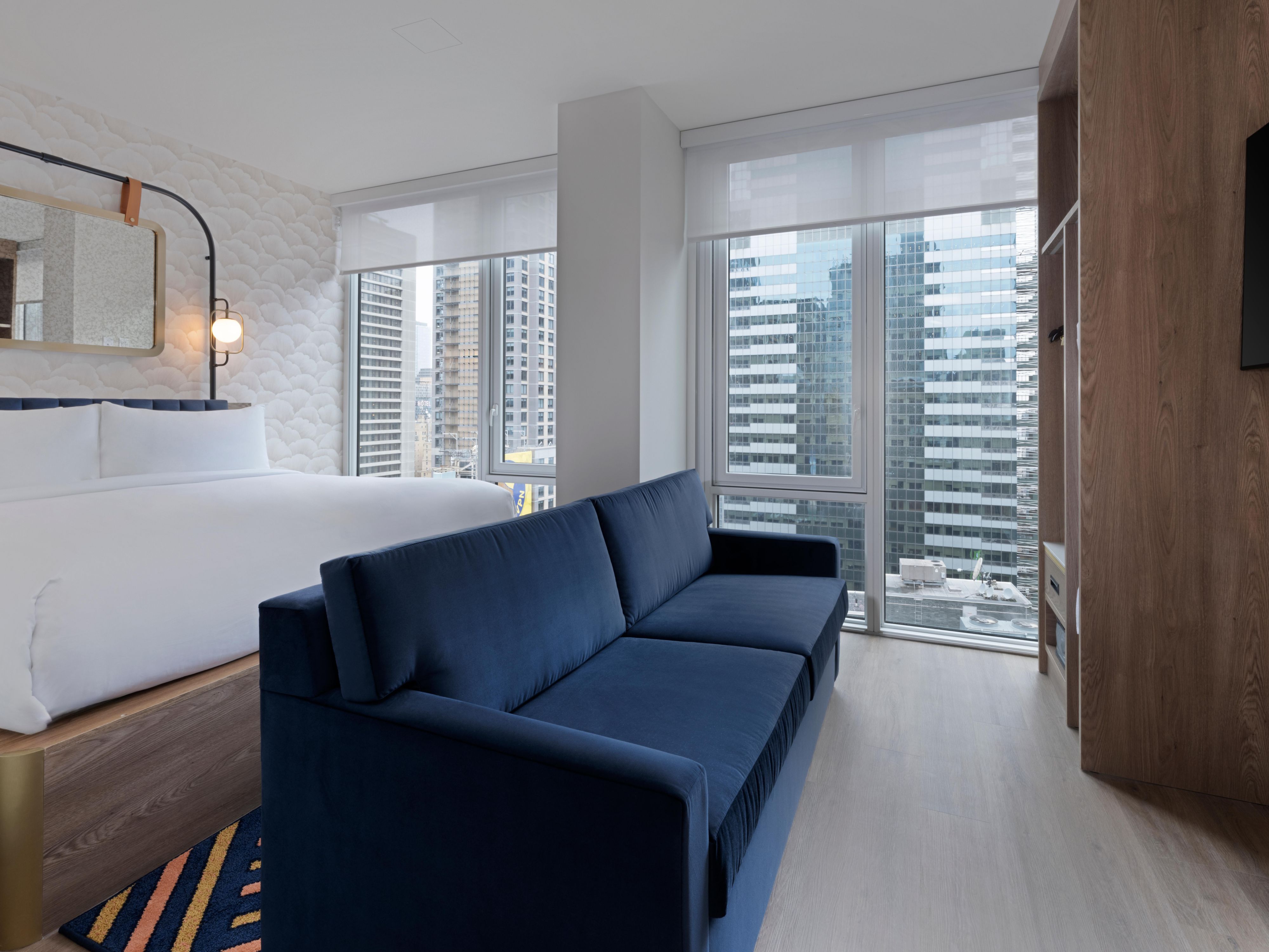 Suite-style comfort with room to spread out and recharge.