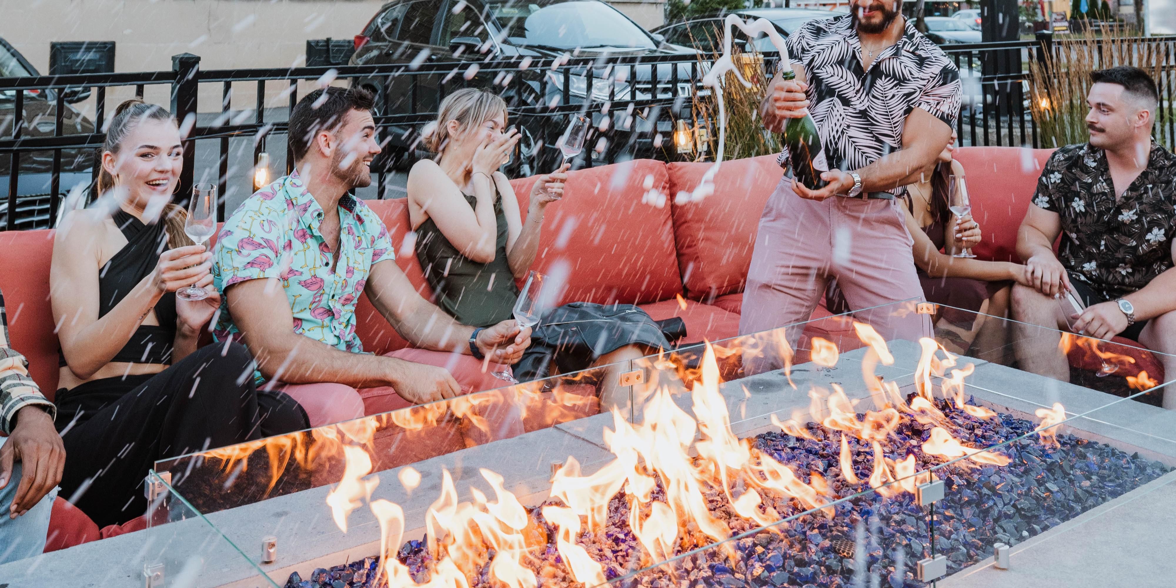 Step onto our seasonal outdoor patio for the perfect setting to unwind, mix and mingle, or celebrate special occasions. With a cozy firepit and good music, it's an inviting space to relax with friends, family, or fellow travelers. 